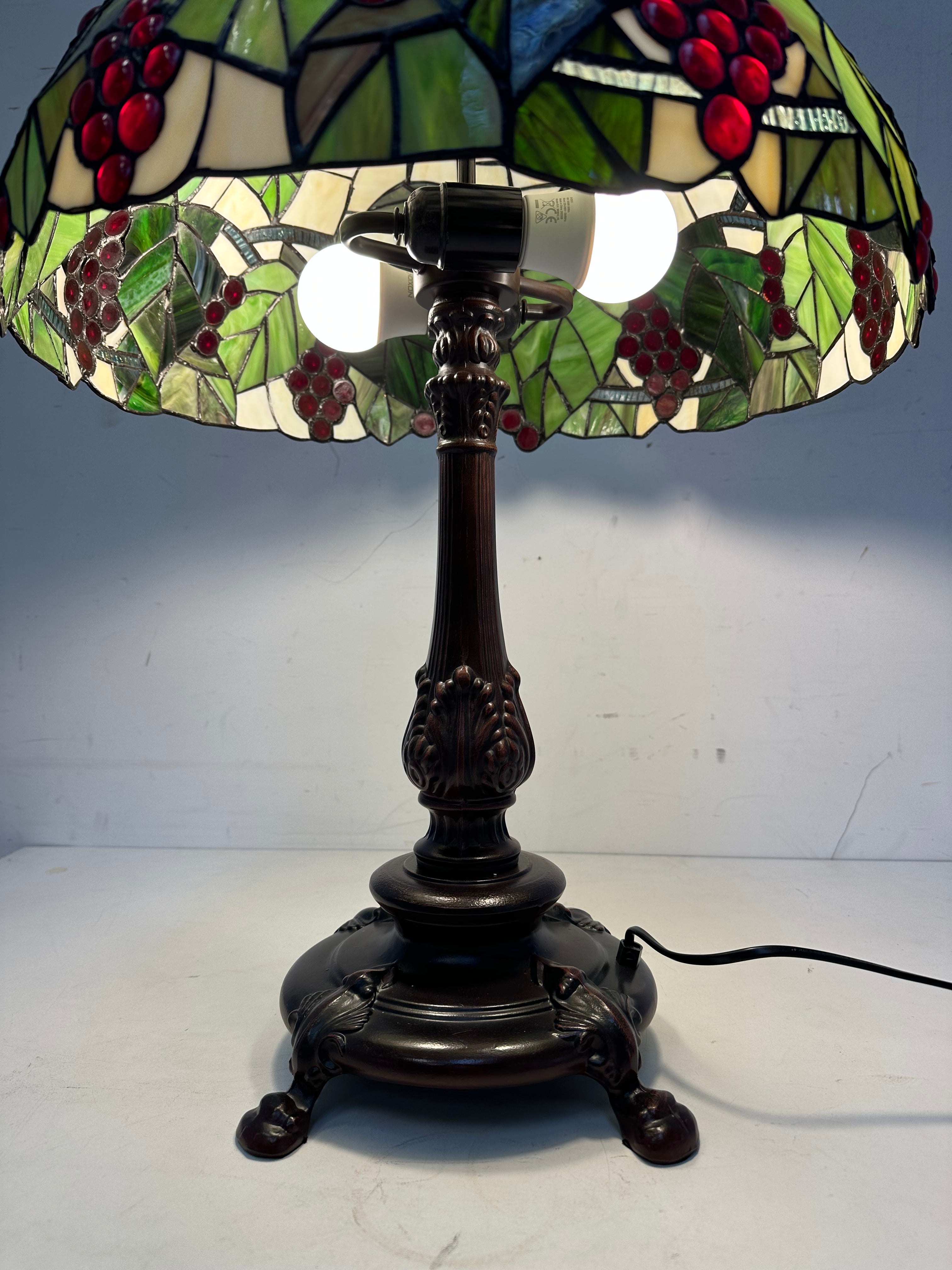 Tiffany Style Table Lamp with Grape Motif