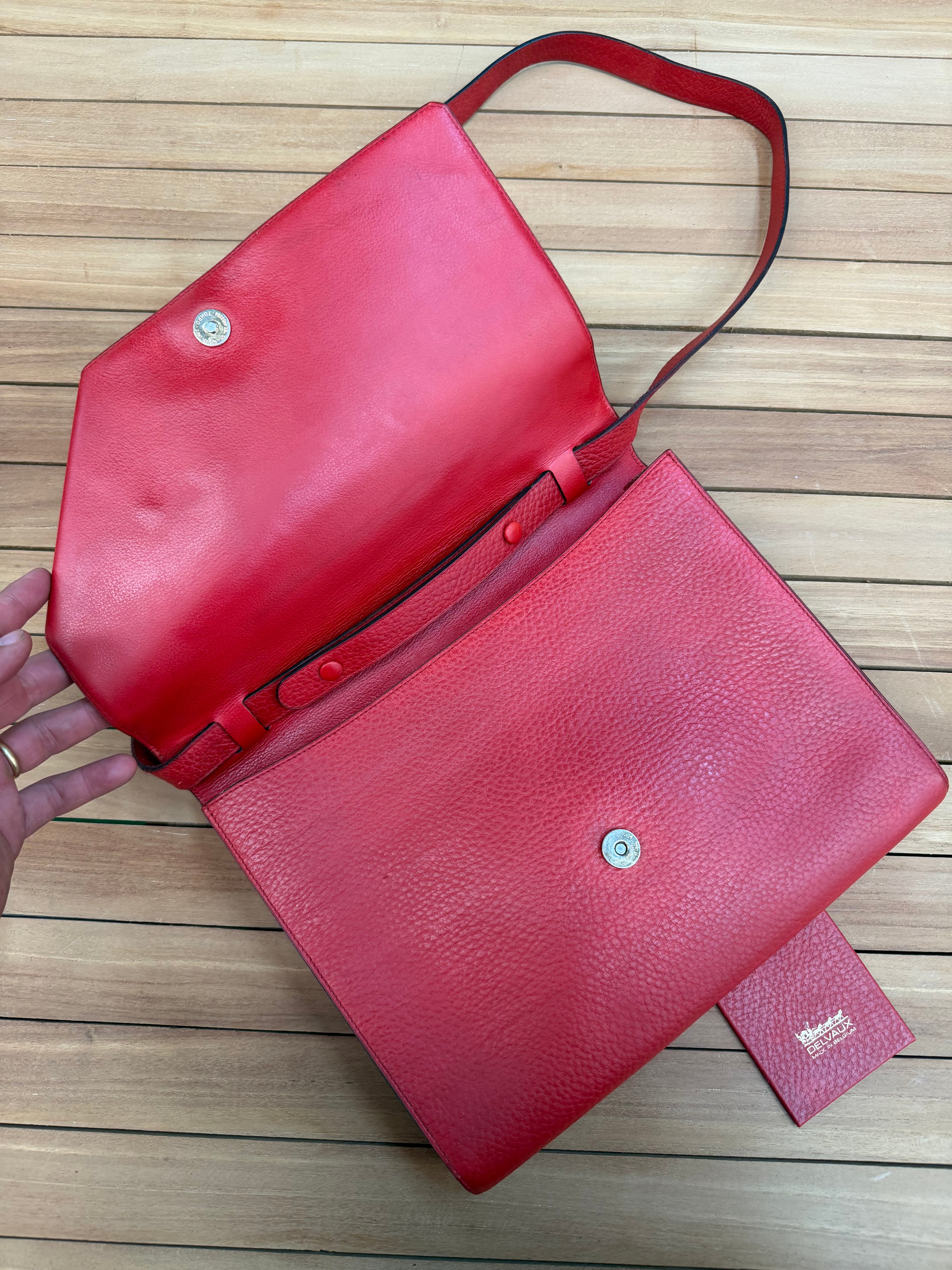 Delvaux Top Handle & Crossbody Bag – Red Leather