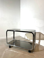 Vintage chrome & smoked glass trolley