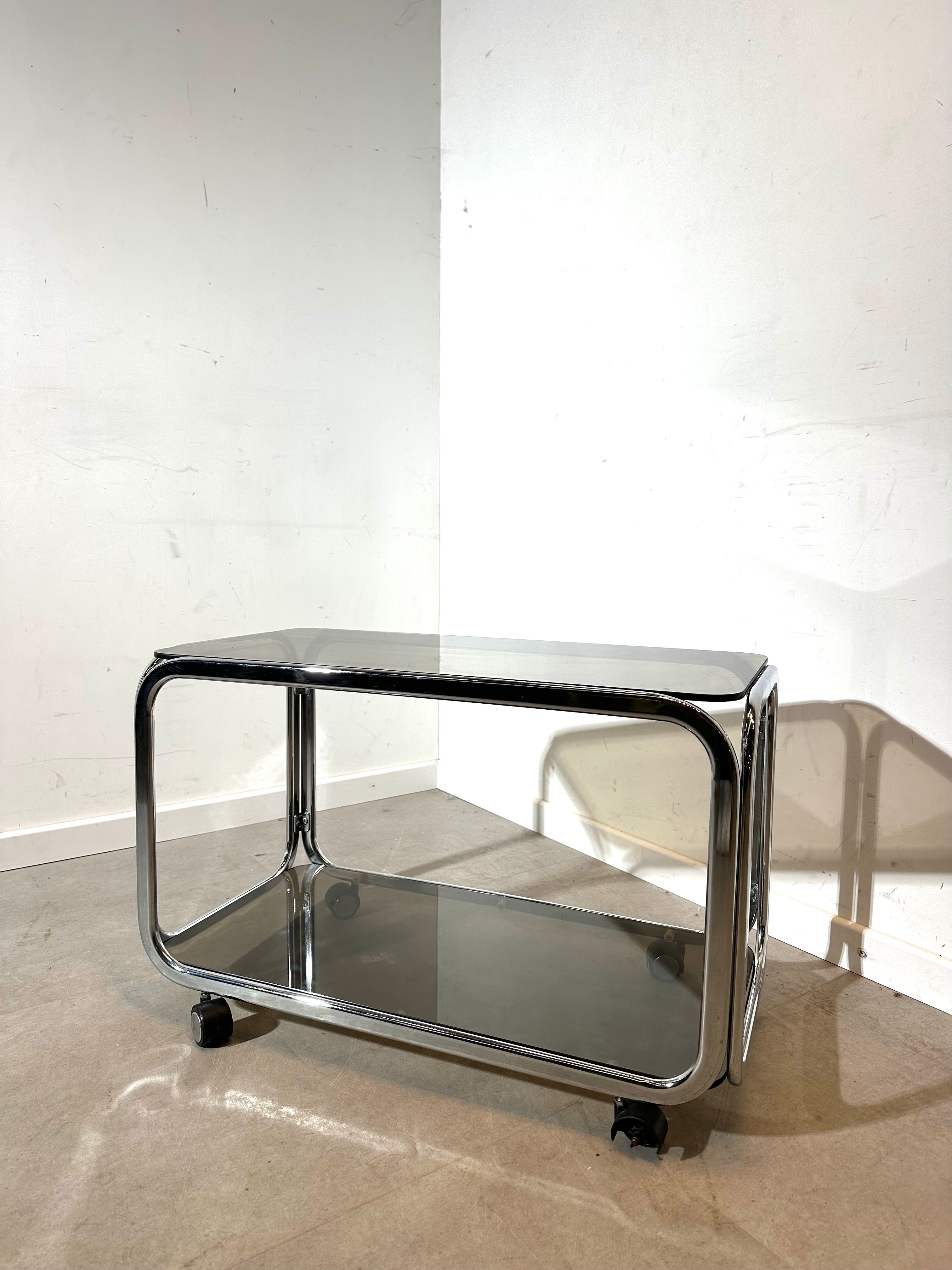 Vintage chrome & smoked glass trolley