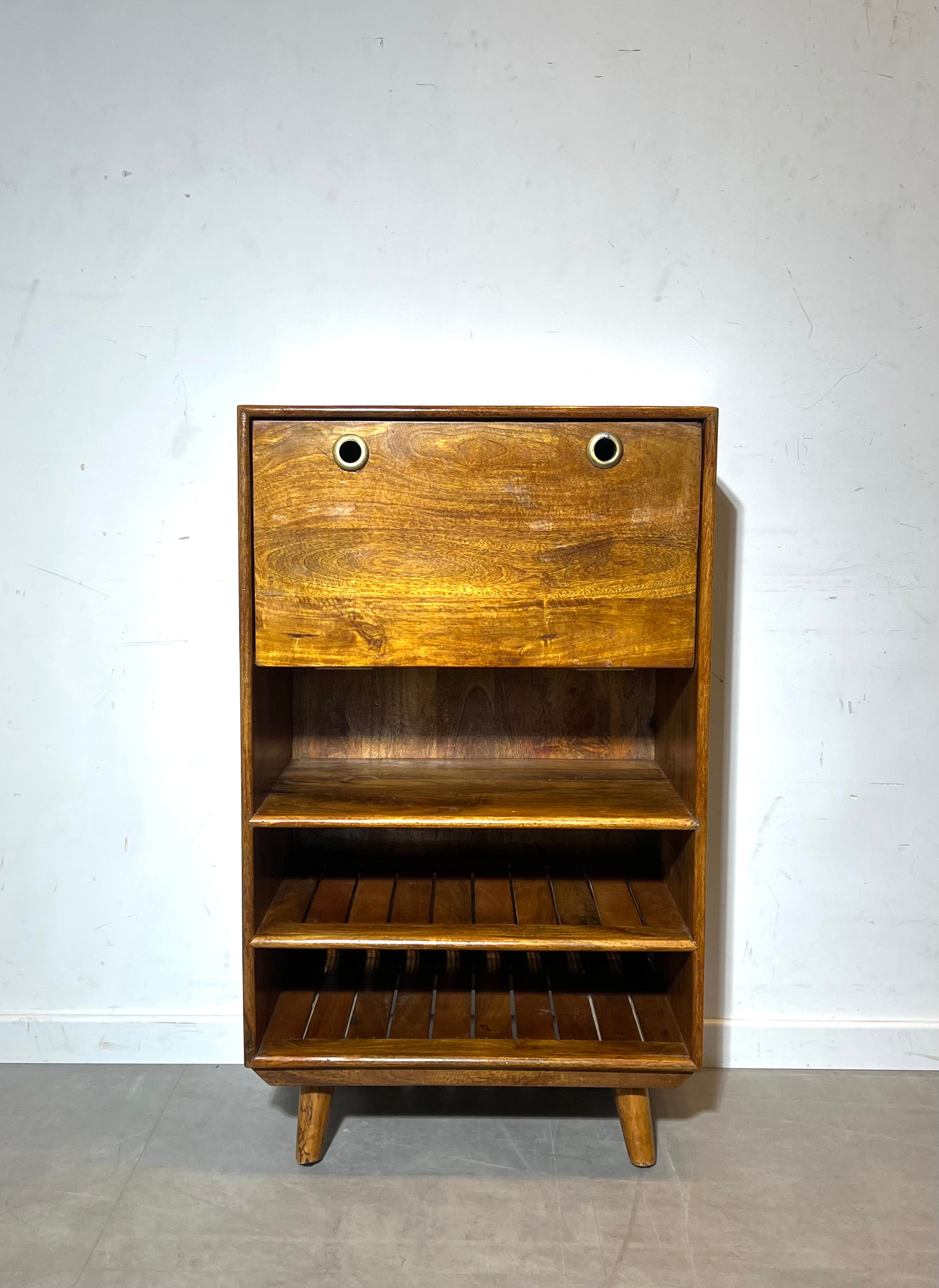 Vintage Mid-Century Style Folding Bar Cabinet in Wood