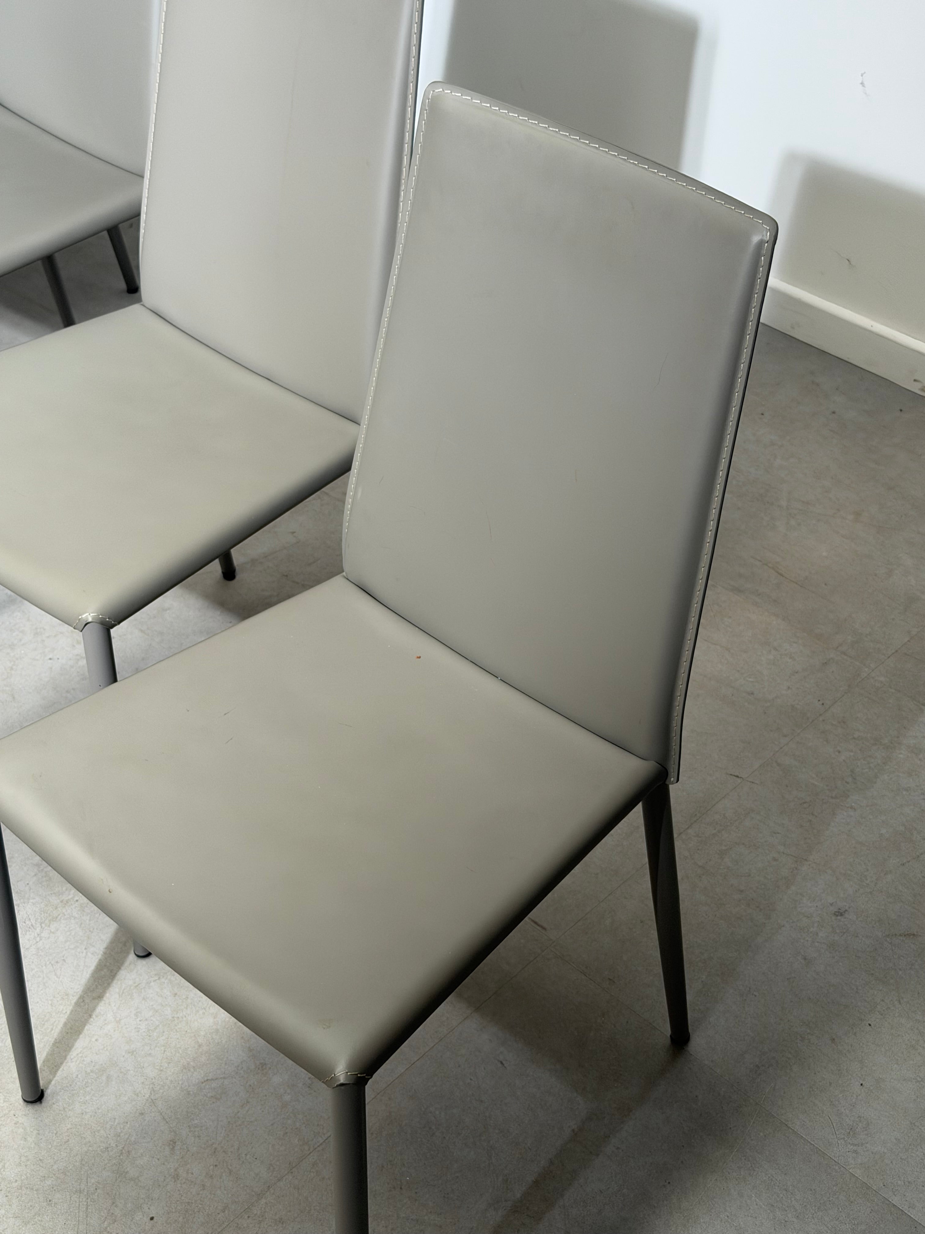 Calligaris Aida CS1484 Dining Chairs – Set of 6 – Genuine Leather – Made in Italy