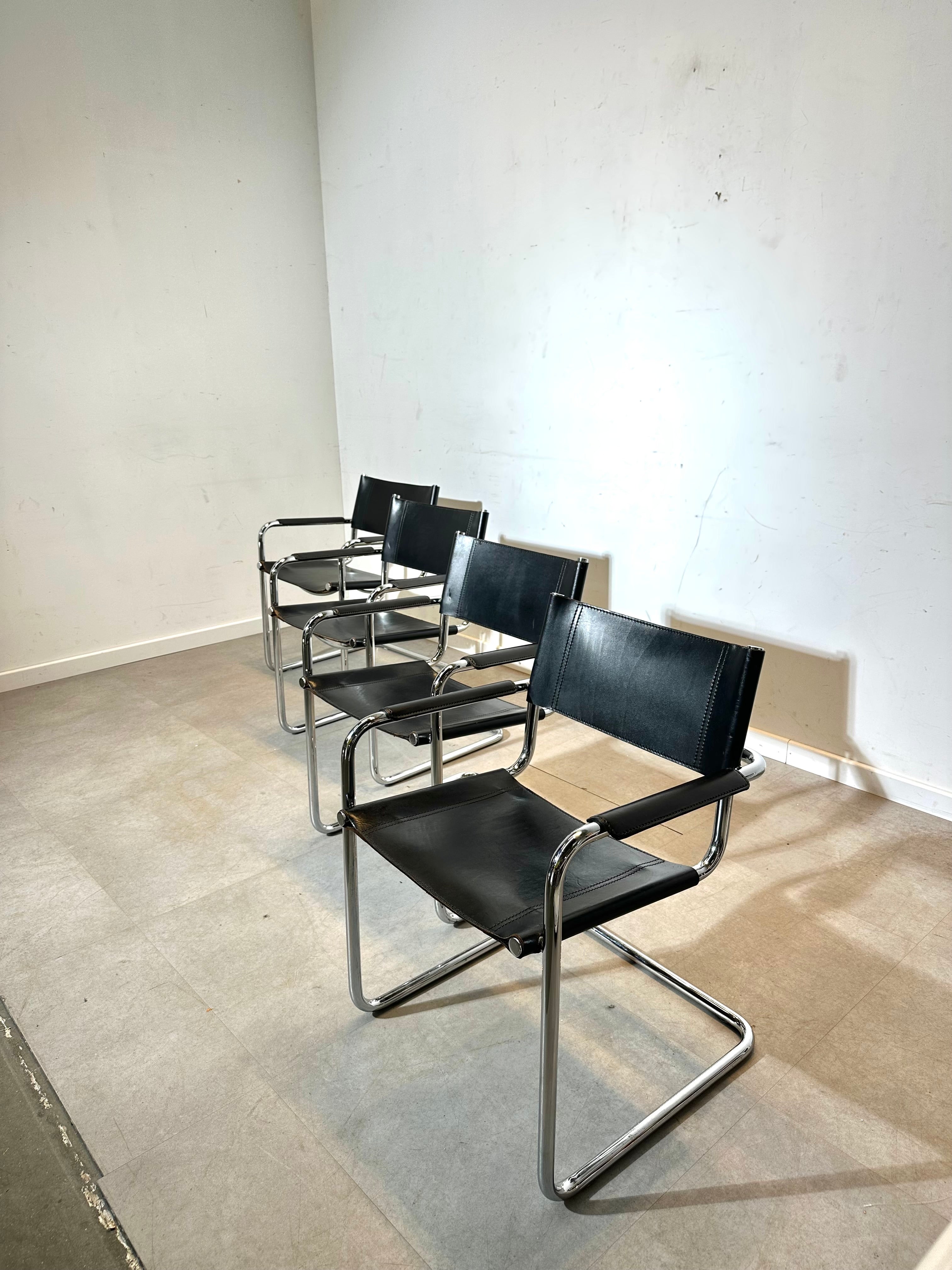 Marcel Breuer “Cesca” Style Cantilever Black Leather