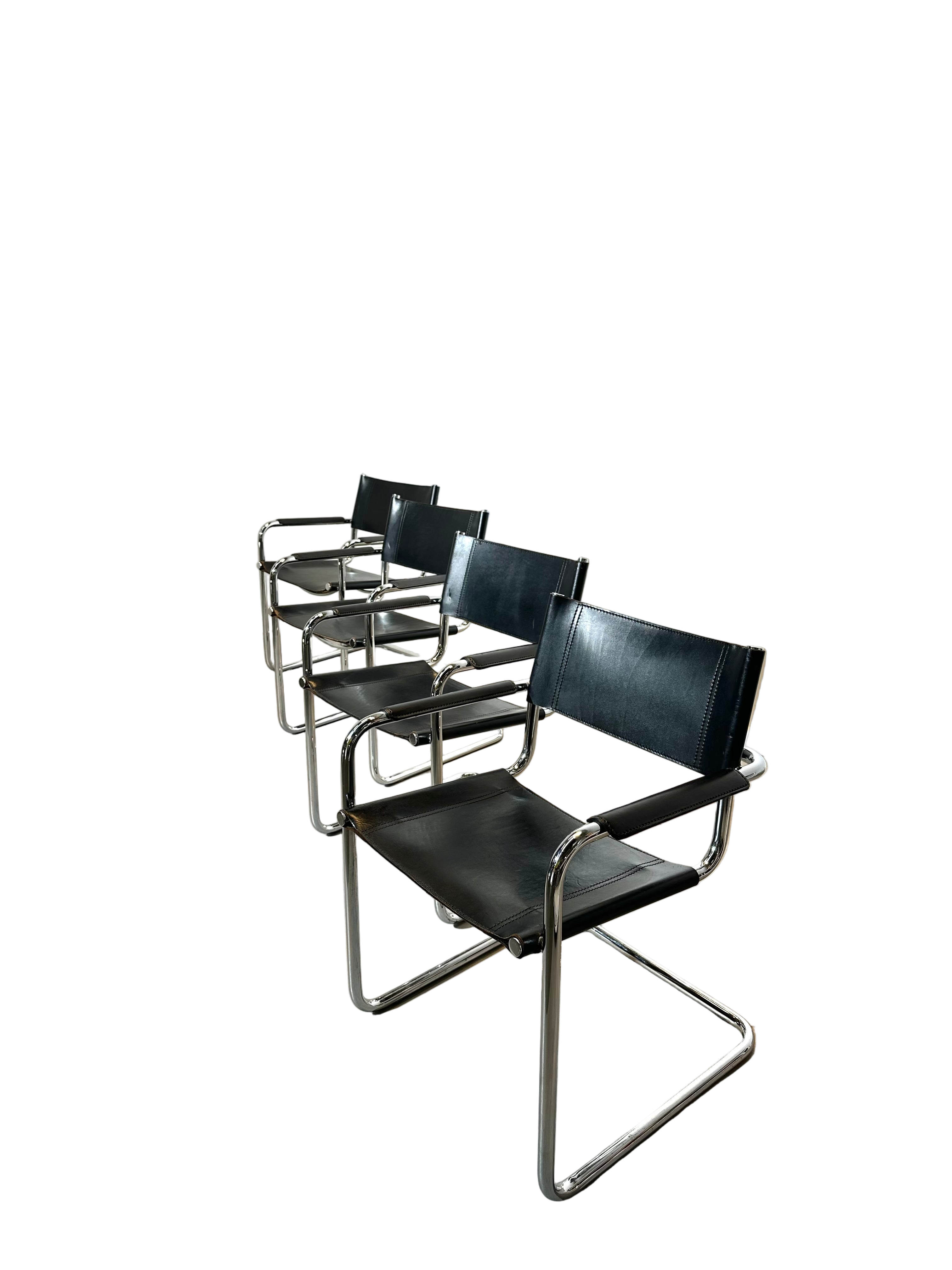 Marcel Breuer “Cesca” Style Cantilever Black Leather