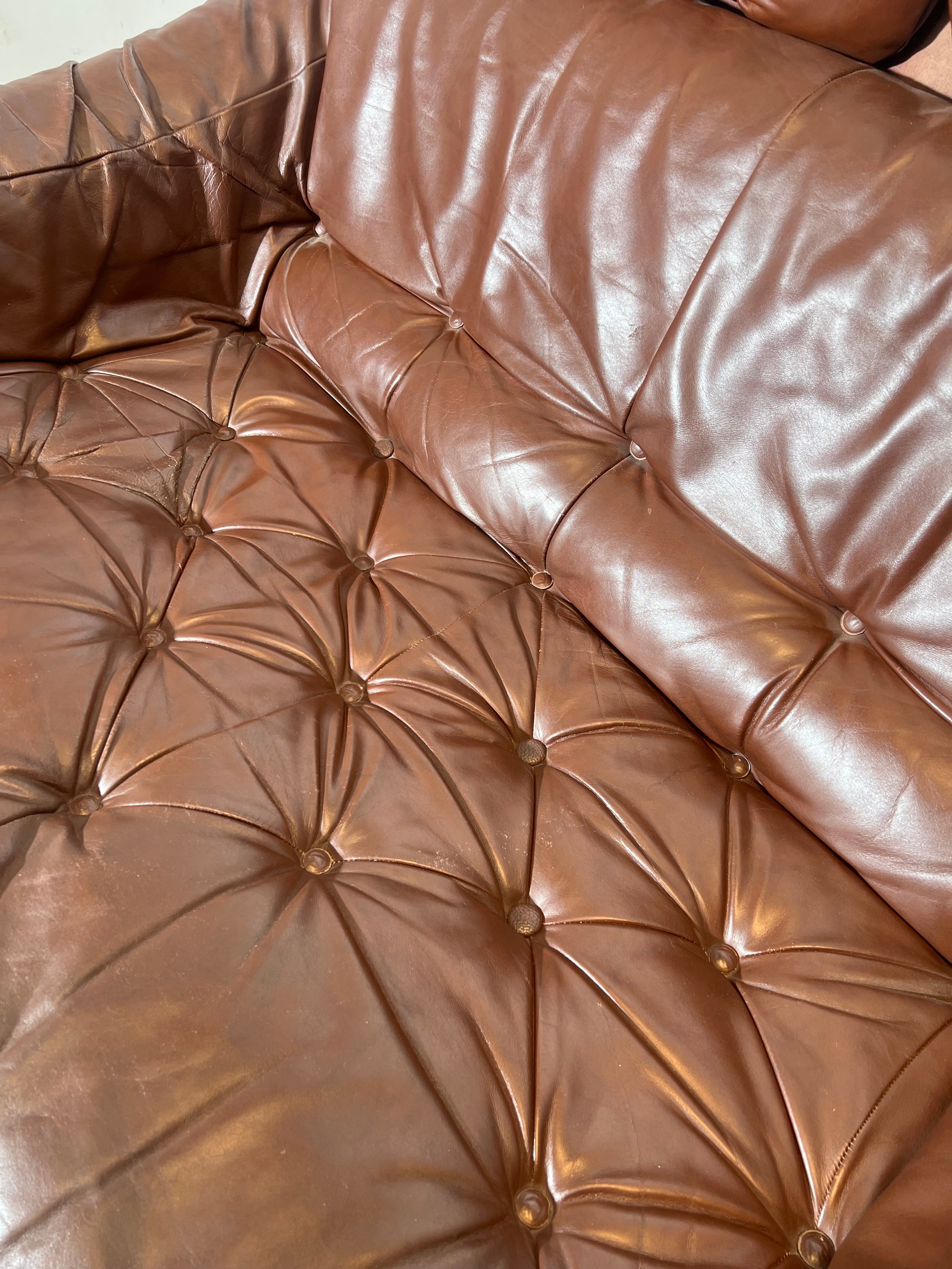 Gerard Van Den Berg Leather 2-Seater Sofa – Cognac Brown
