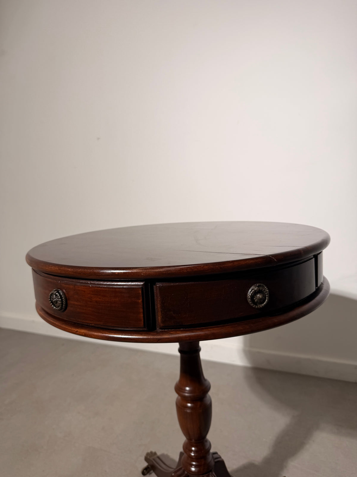 Antique Mahogany Drum Table with Drawers