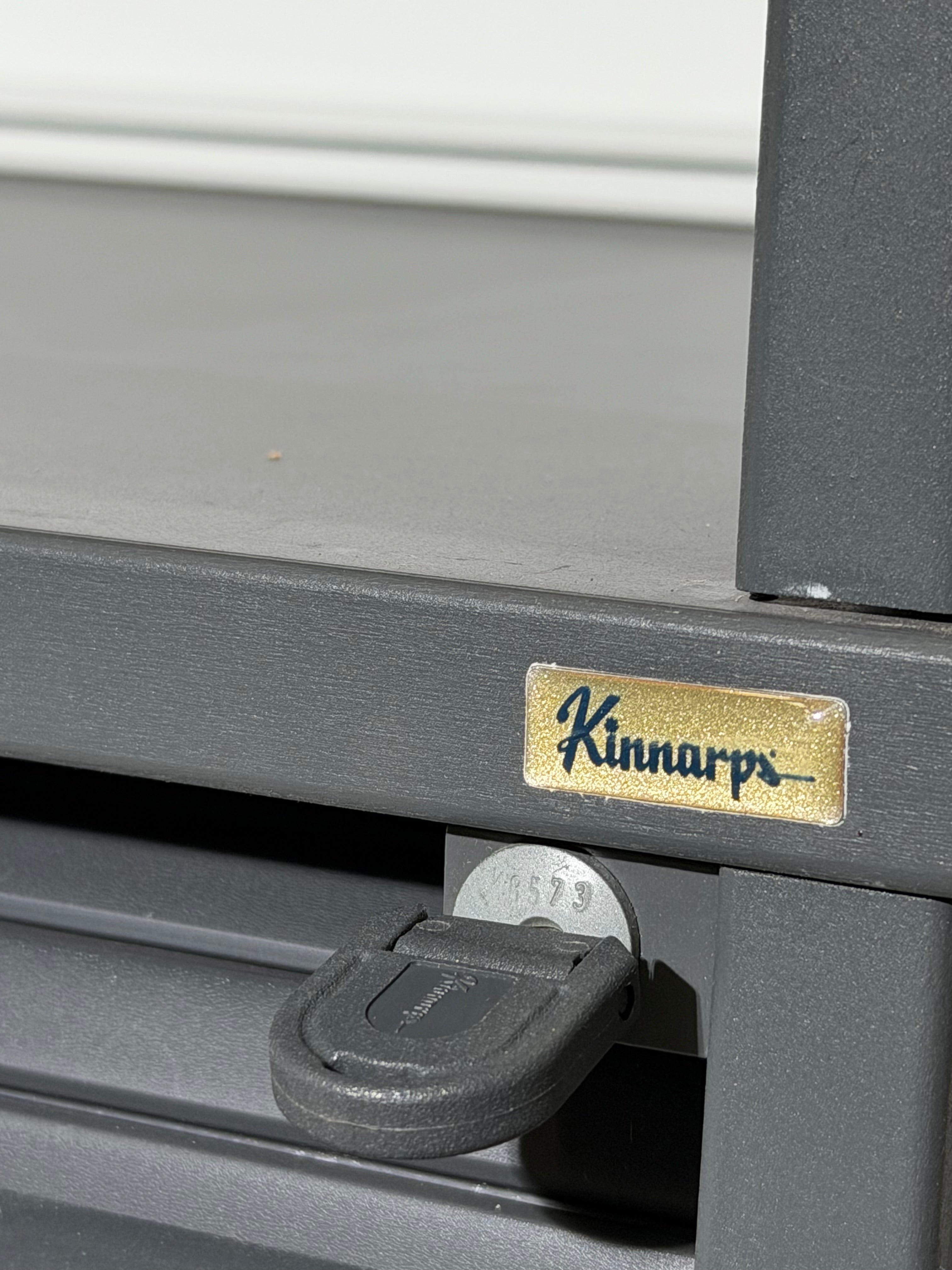 Kinnarps Tambour Door Office Cabinet – Grey Metal Storage Unit – 80 x 40 x 164 cm