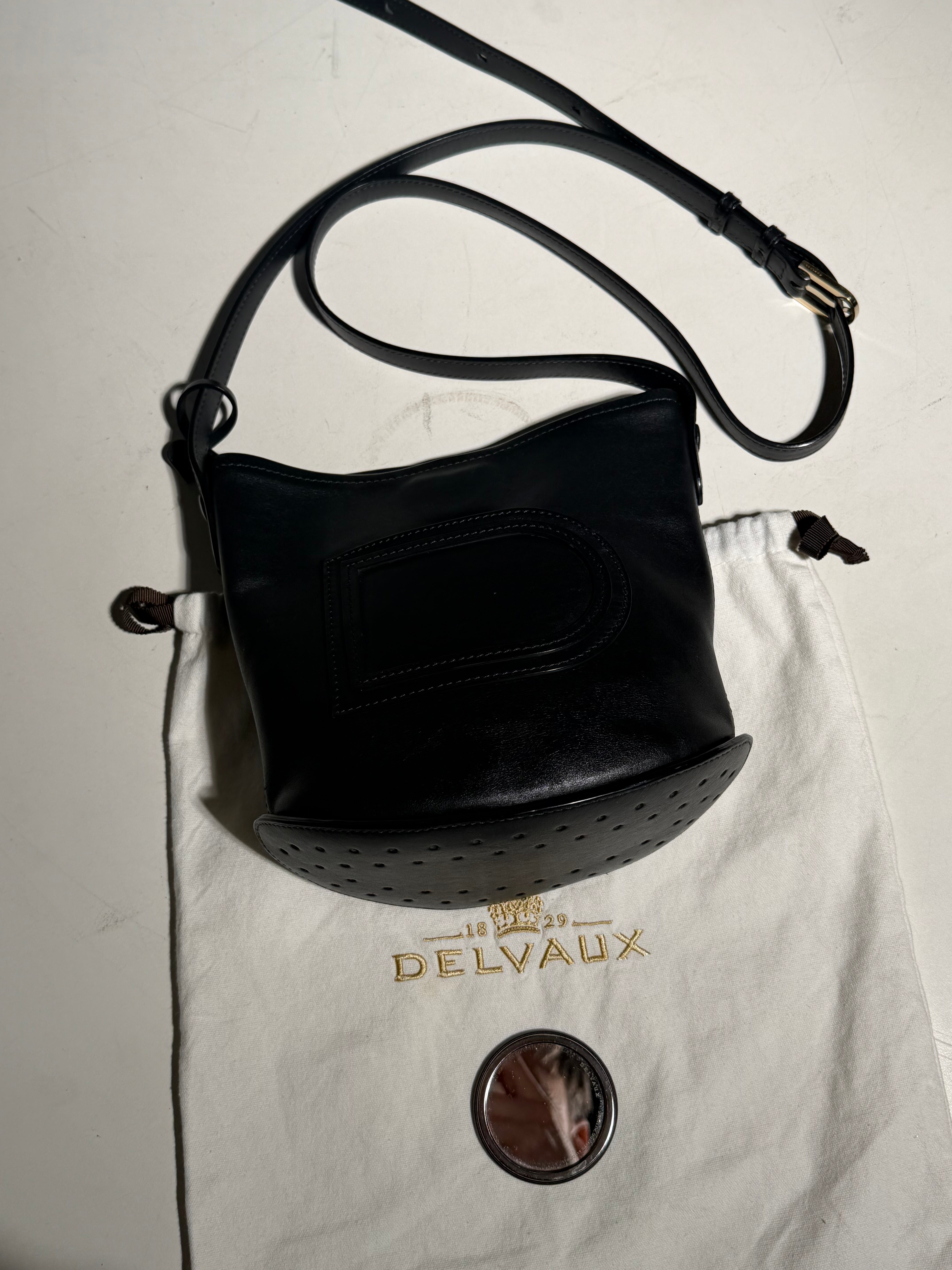 Delvaux Le Pin Mini Black Leather Bag with Dustbag and Mirror