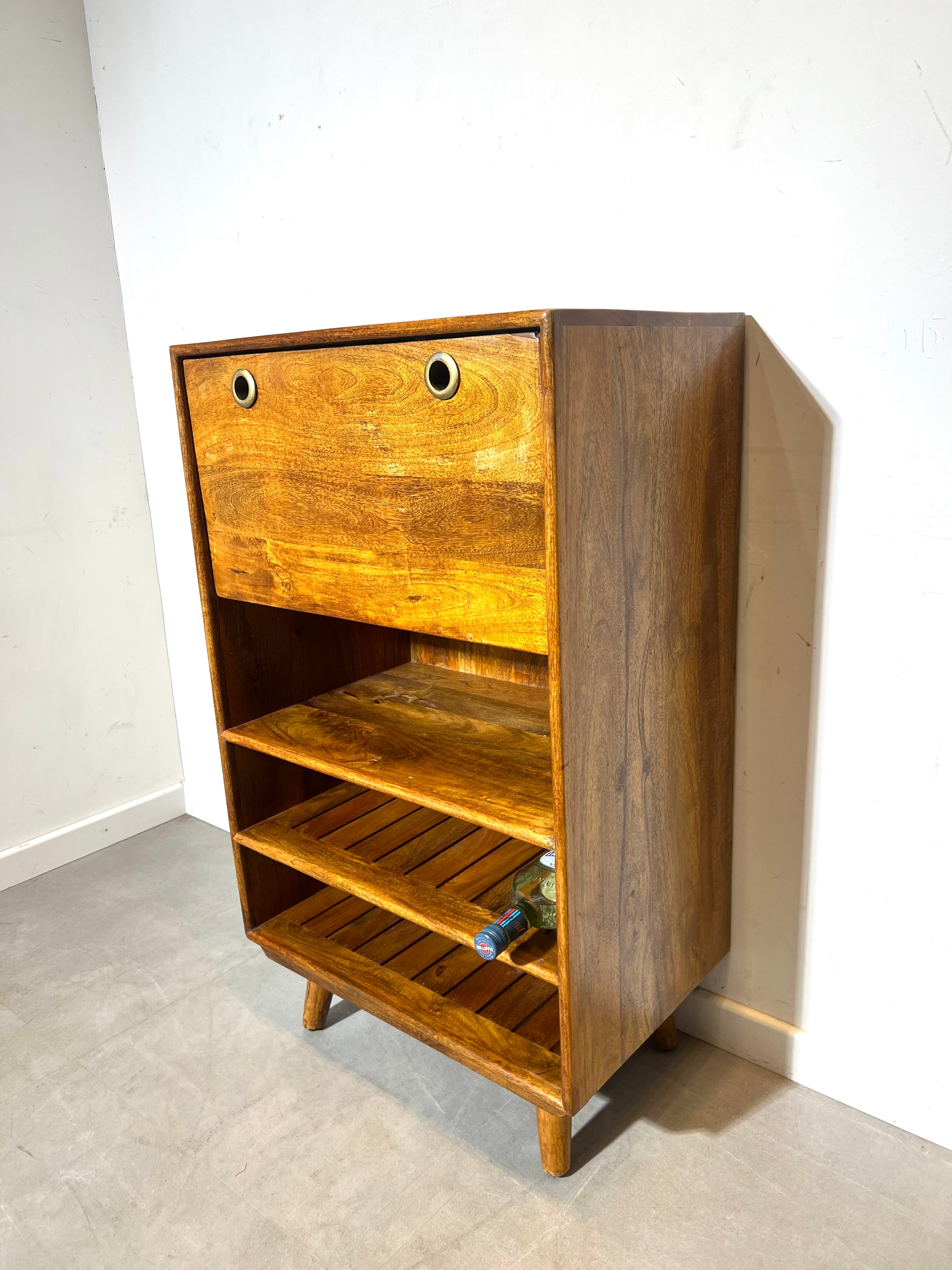 Vintage Mid-Century Style Folding Bar Cabinet in Wood