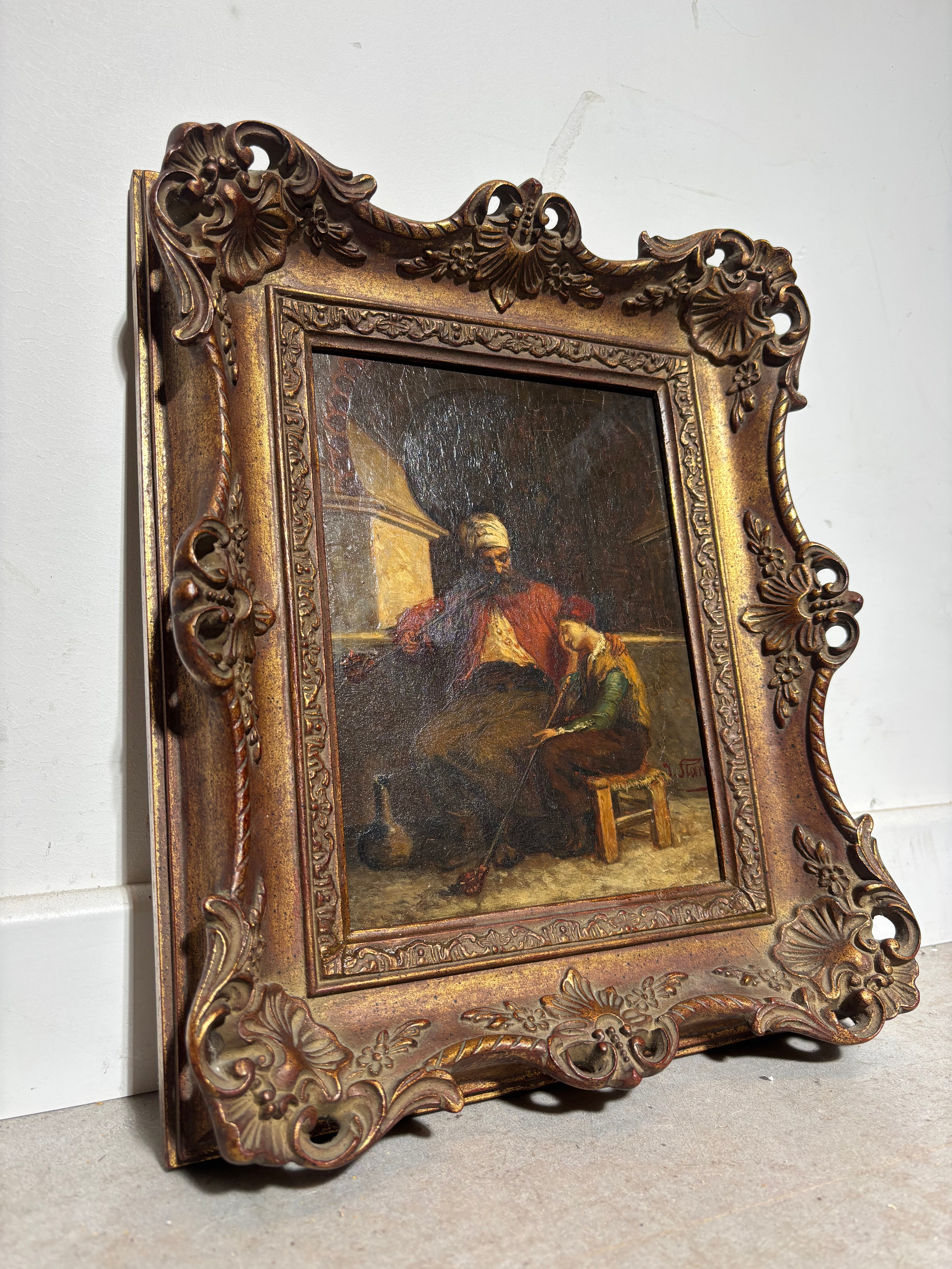 Huile ancienne sur panneau de Julius Joseph Gaspar Starck (1814–1884)