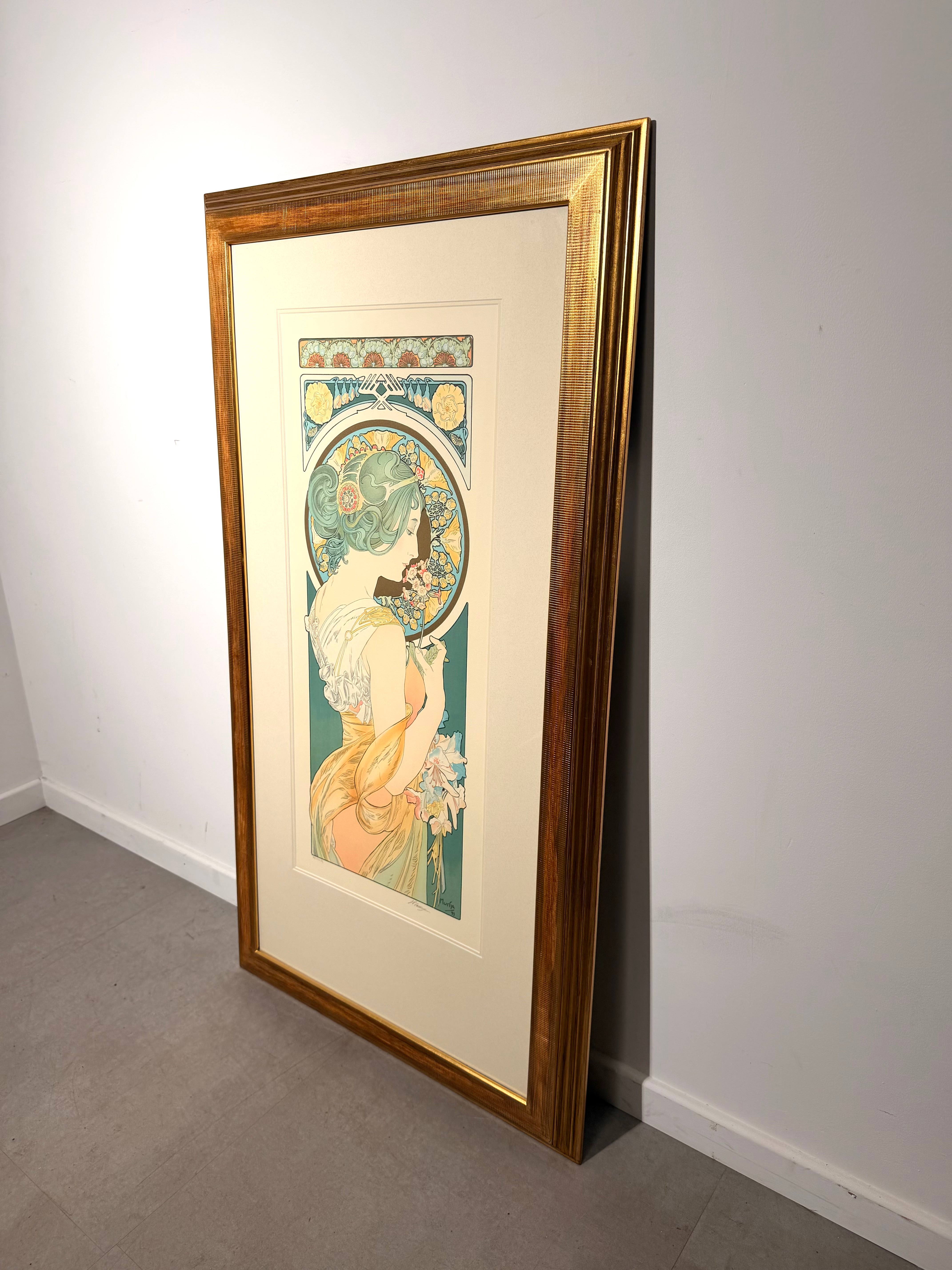 After Alphonse Mucha – Primrose & Feather – Set of Two Framed Colour Lithographs