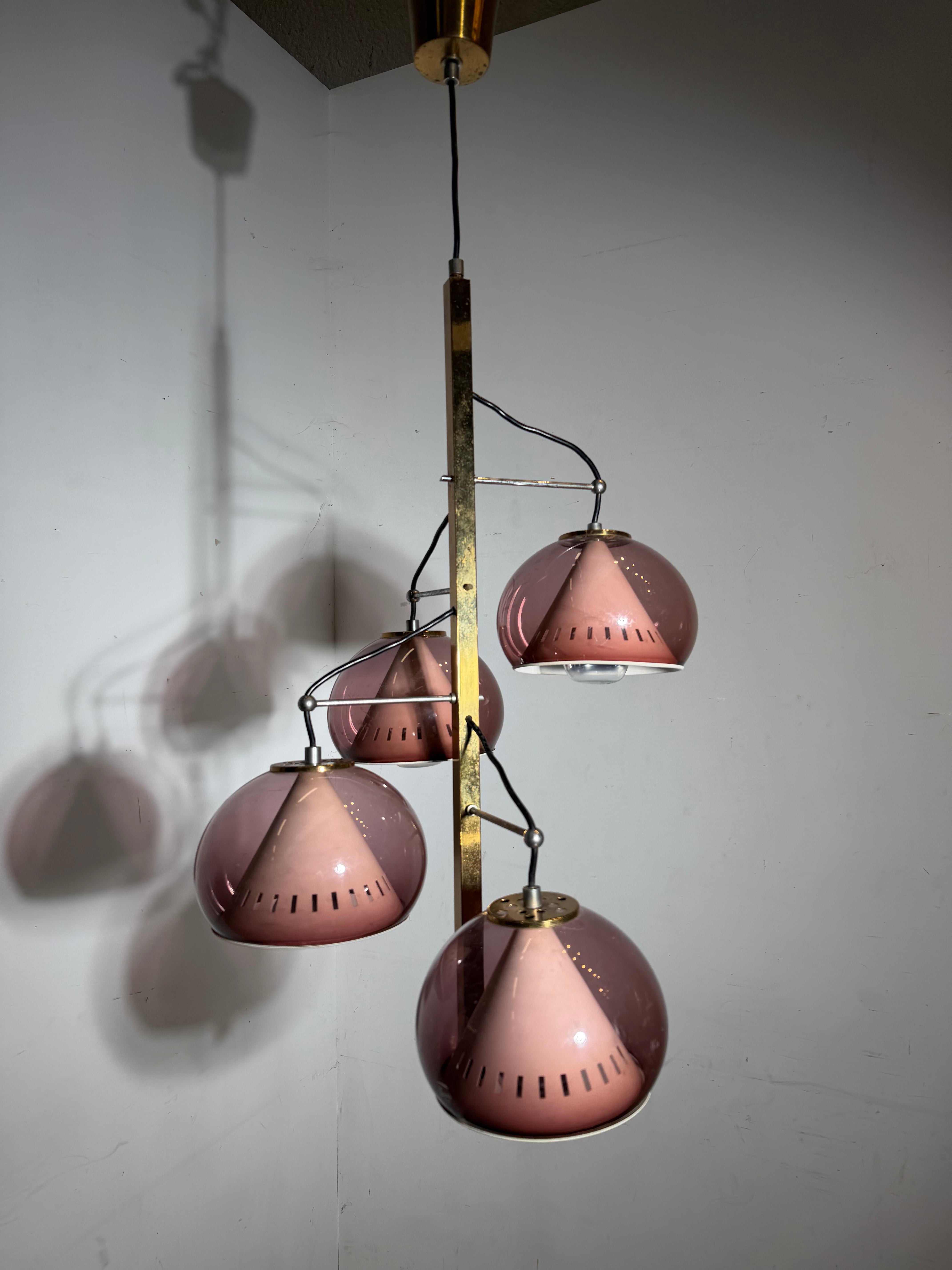 Vintage Lamter Milano Chandelier – 4 Lights – Pink Plexiglass