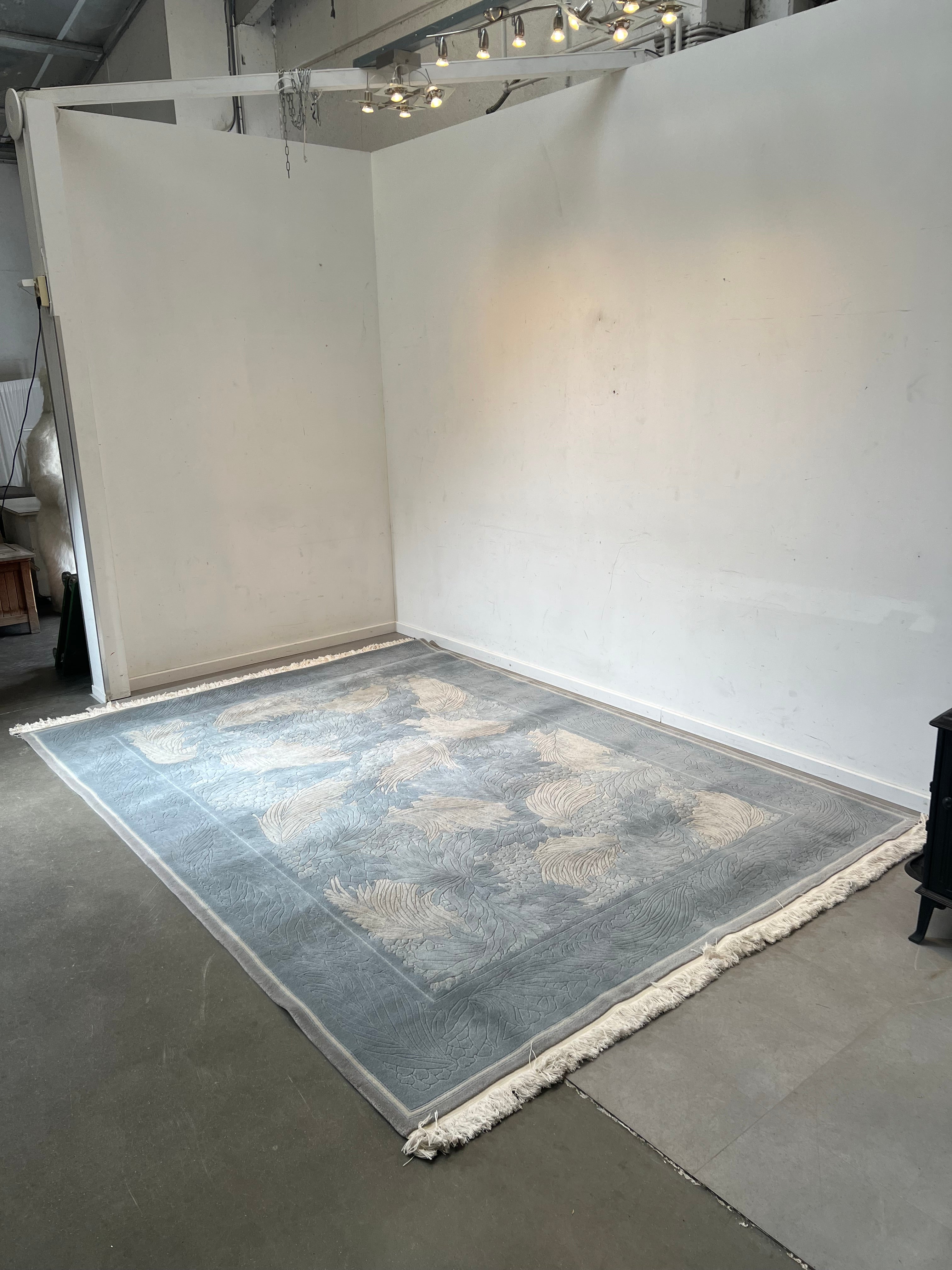 Large Handmade Edition 450 Fine Art Rug in Blue and Ivory
