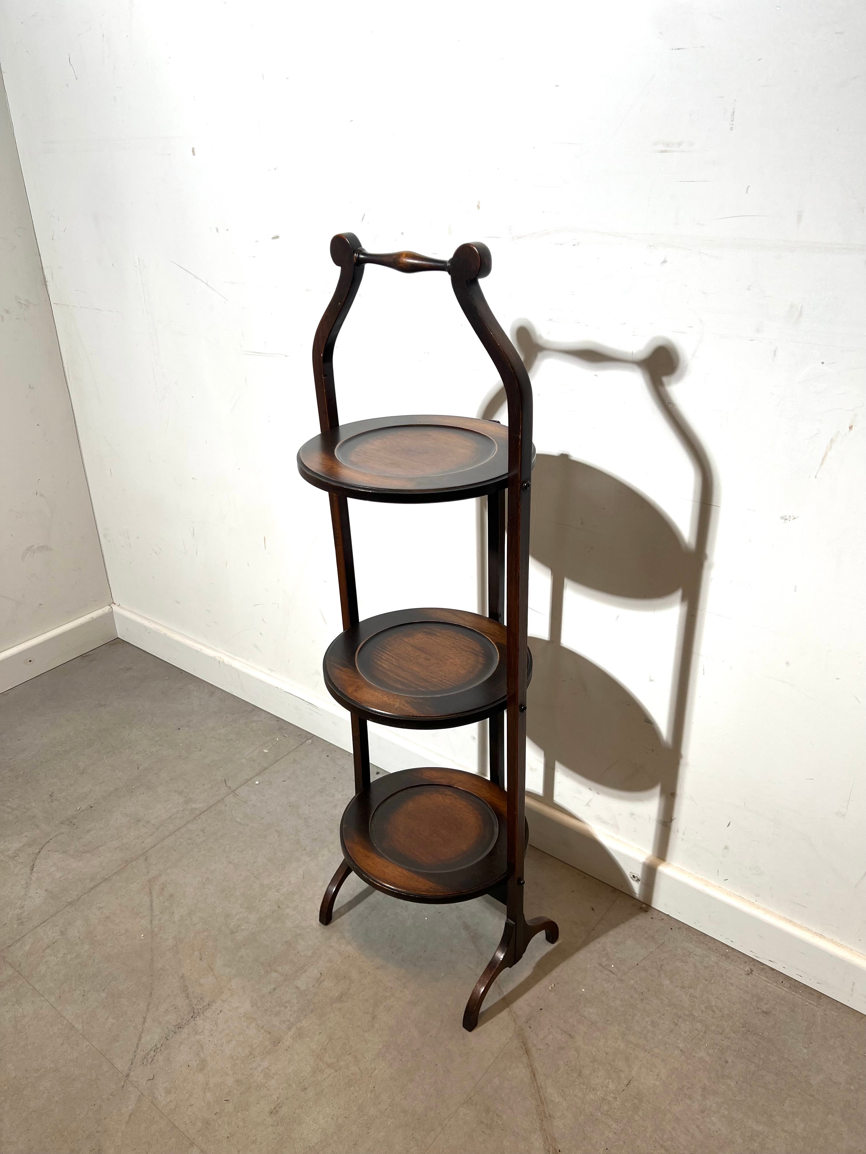 Vintage Folding Three-Tier Tray Stand