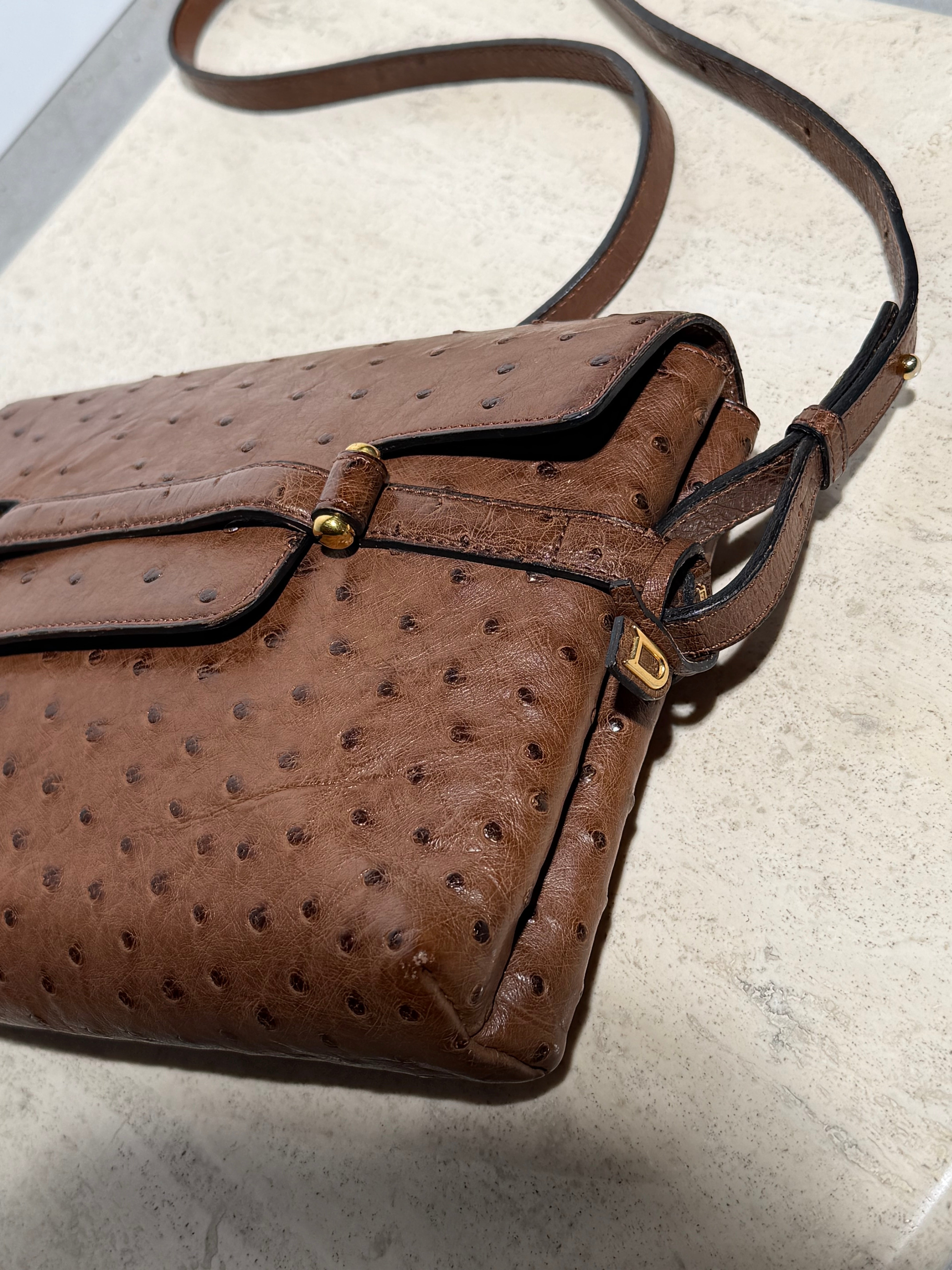 Delvaux Crossbody Tas – Echt Struisvogelleer (Autruche)