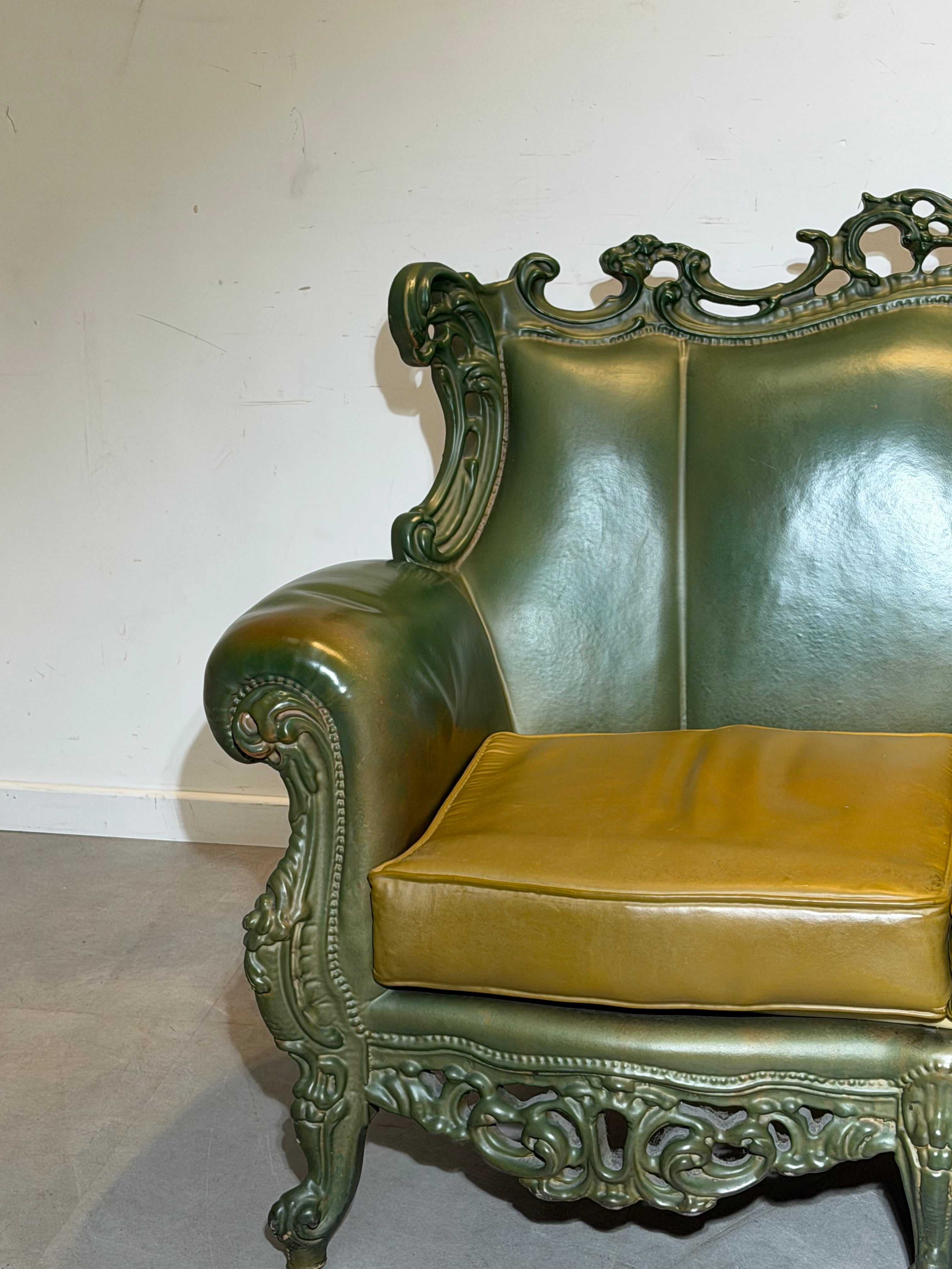 Sixinch Rococo Leather Sofa – Former Sofa of Bar Louis Leuven – 230 cm