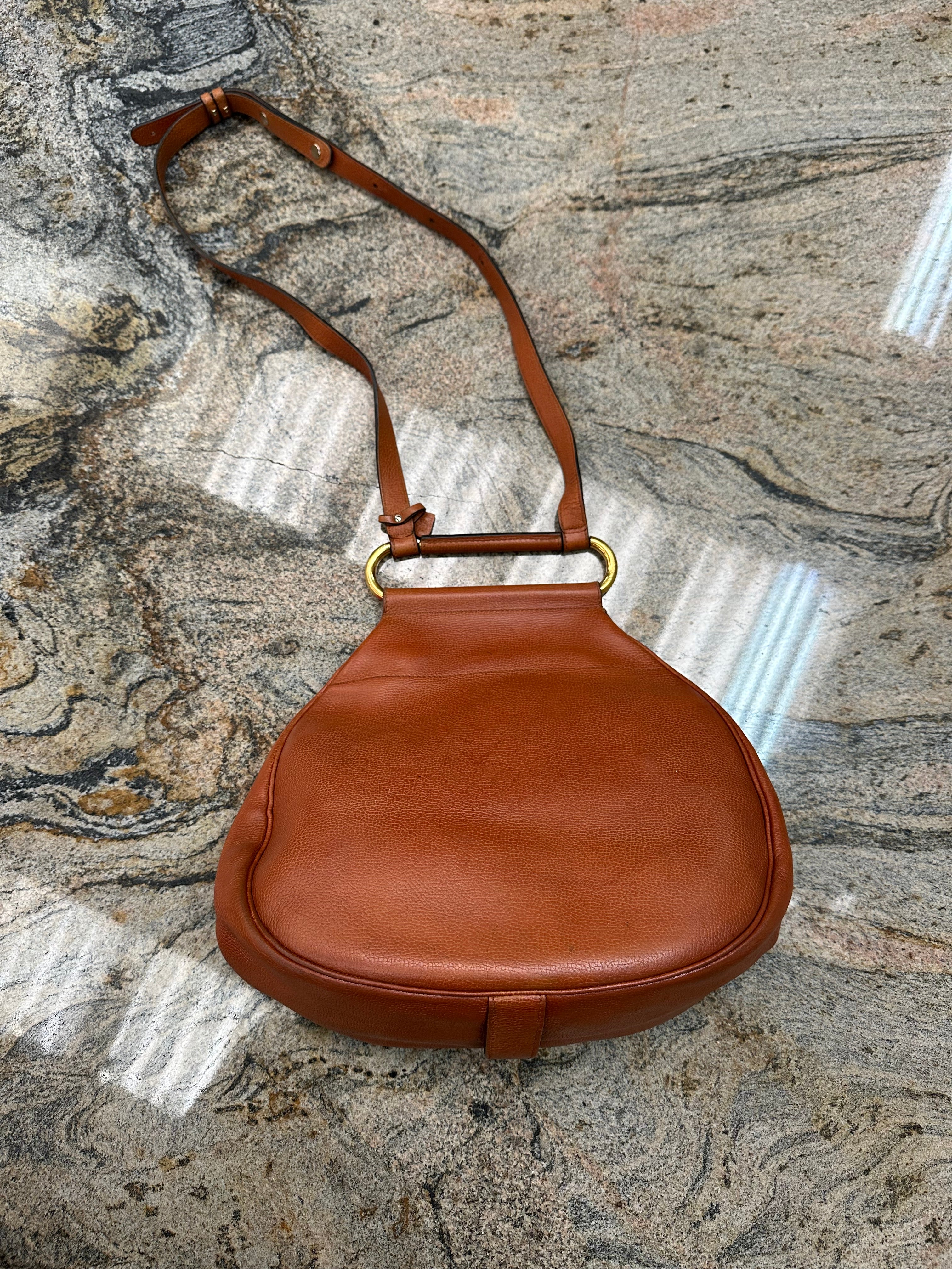 Vintage « Cerceau » Delvaux Sac bandoulière Cognac