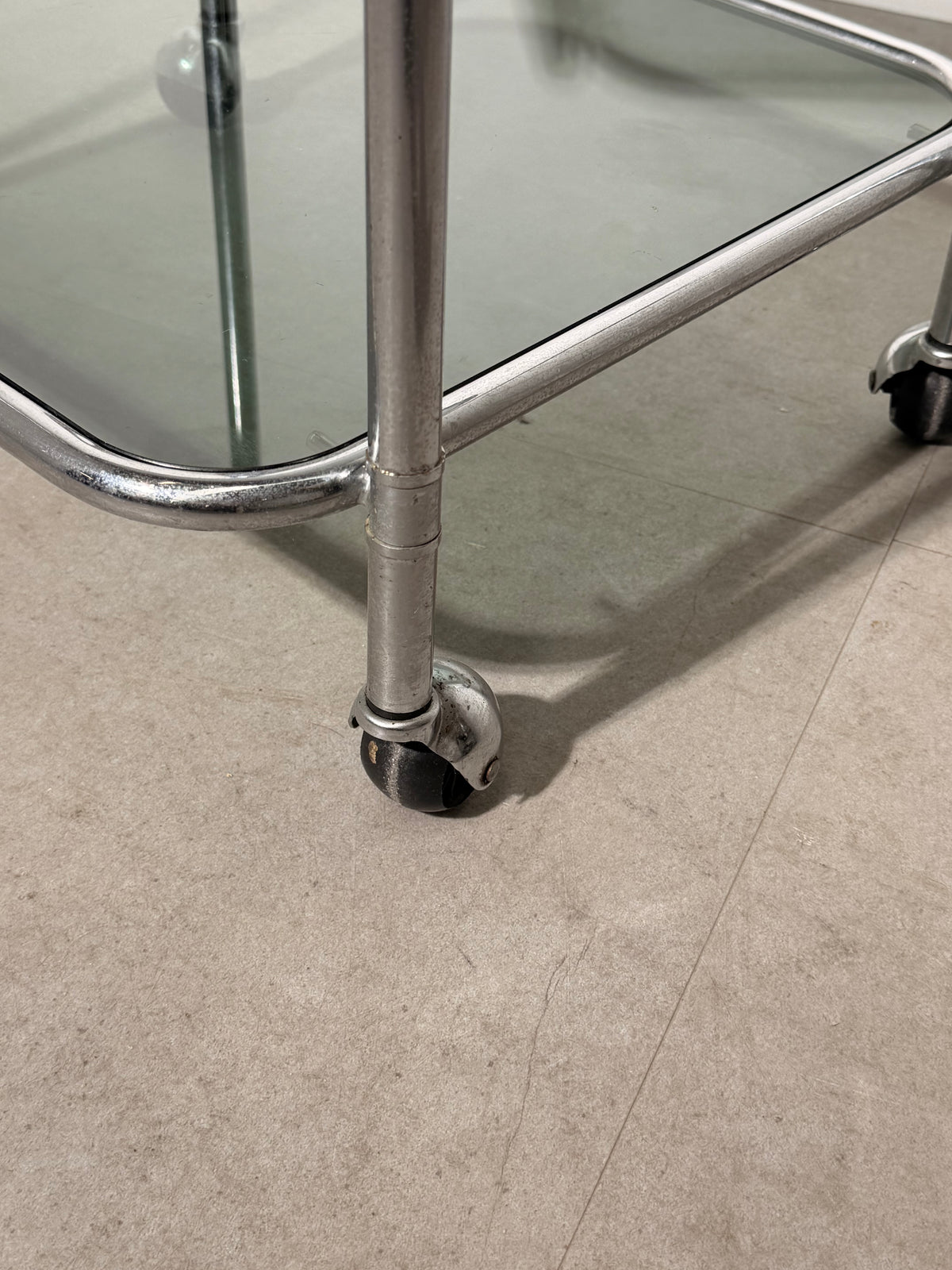 Vintage Chrome & Smoked Glass Bar Cart