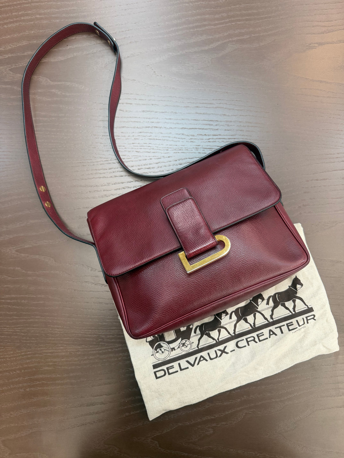 Delvaux Le Poirier Vintage Burgundy Leather Shoulder Bag