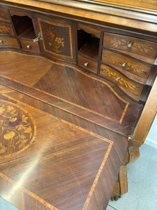 19th Century Antique Dutch Marquetry Inlaid Burr Walnut Cupboard