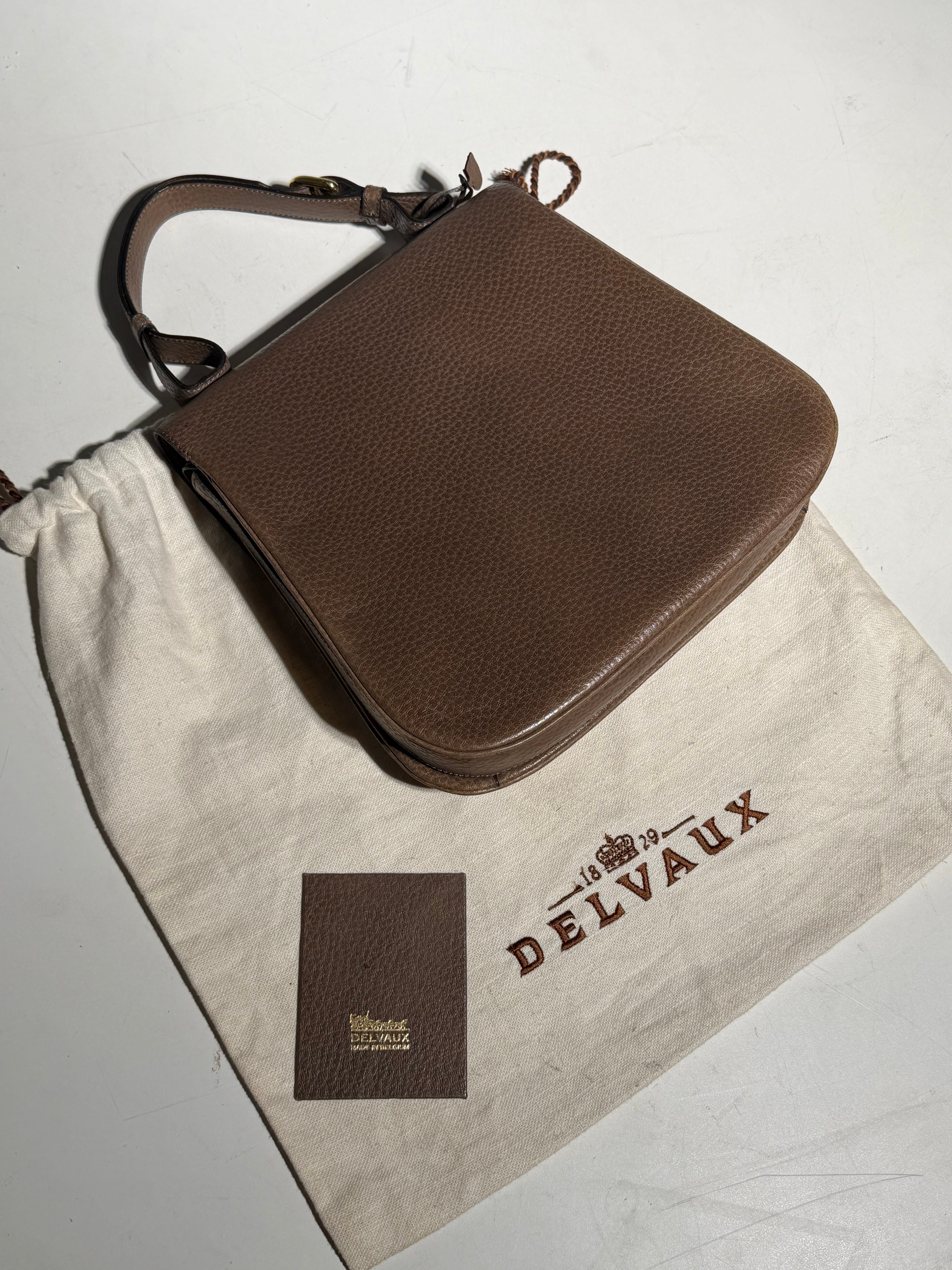 Vintage Delvaux Two-Tone Leather Handbag with Gold Hardware