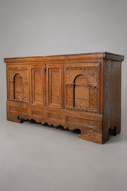 19th-Century Carved Wooden Chest