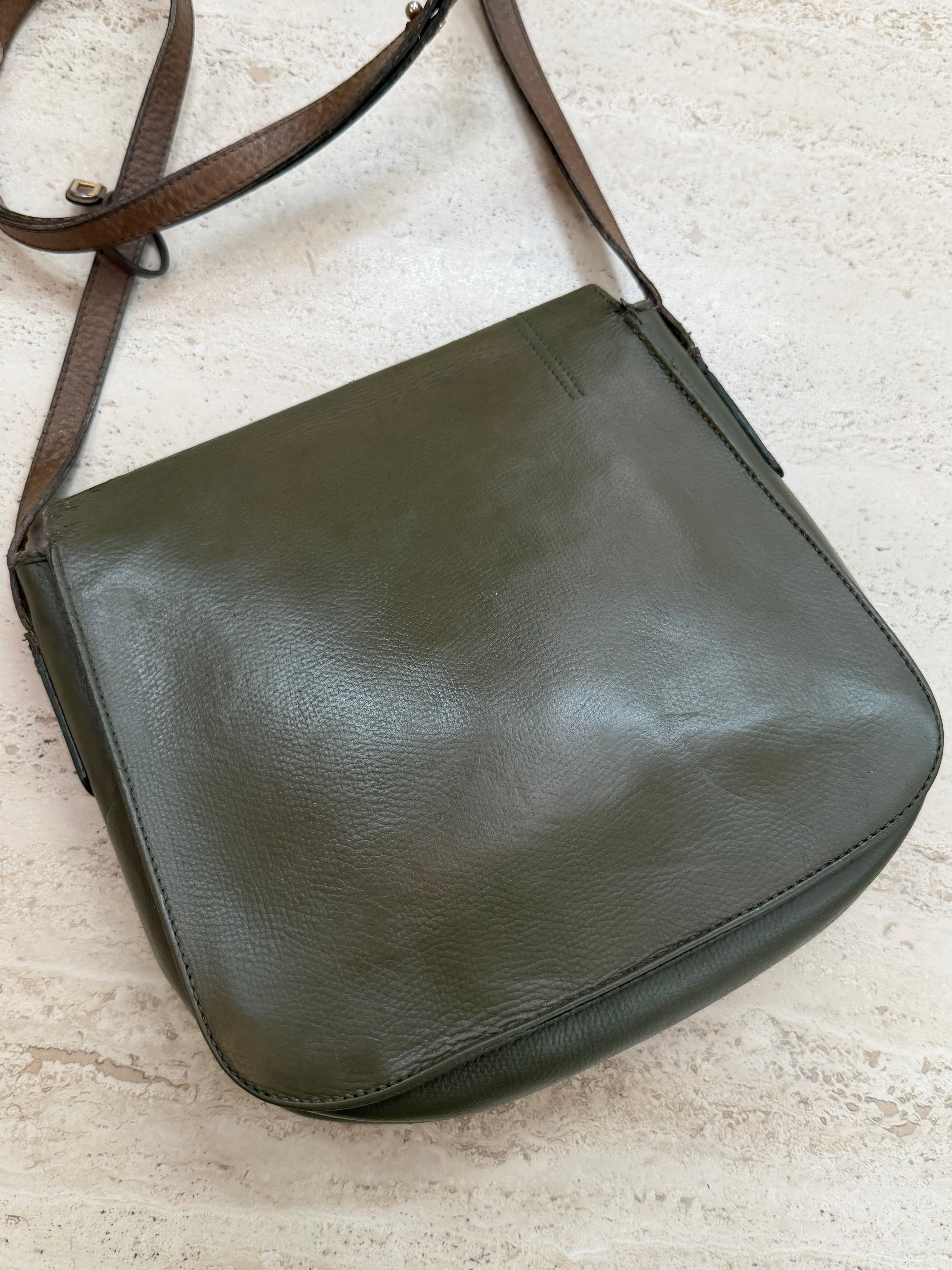 Delvaux Bicolour Leather Crossbody Bag – Green & Brown