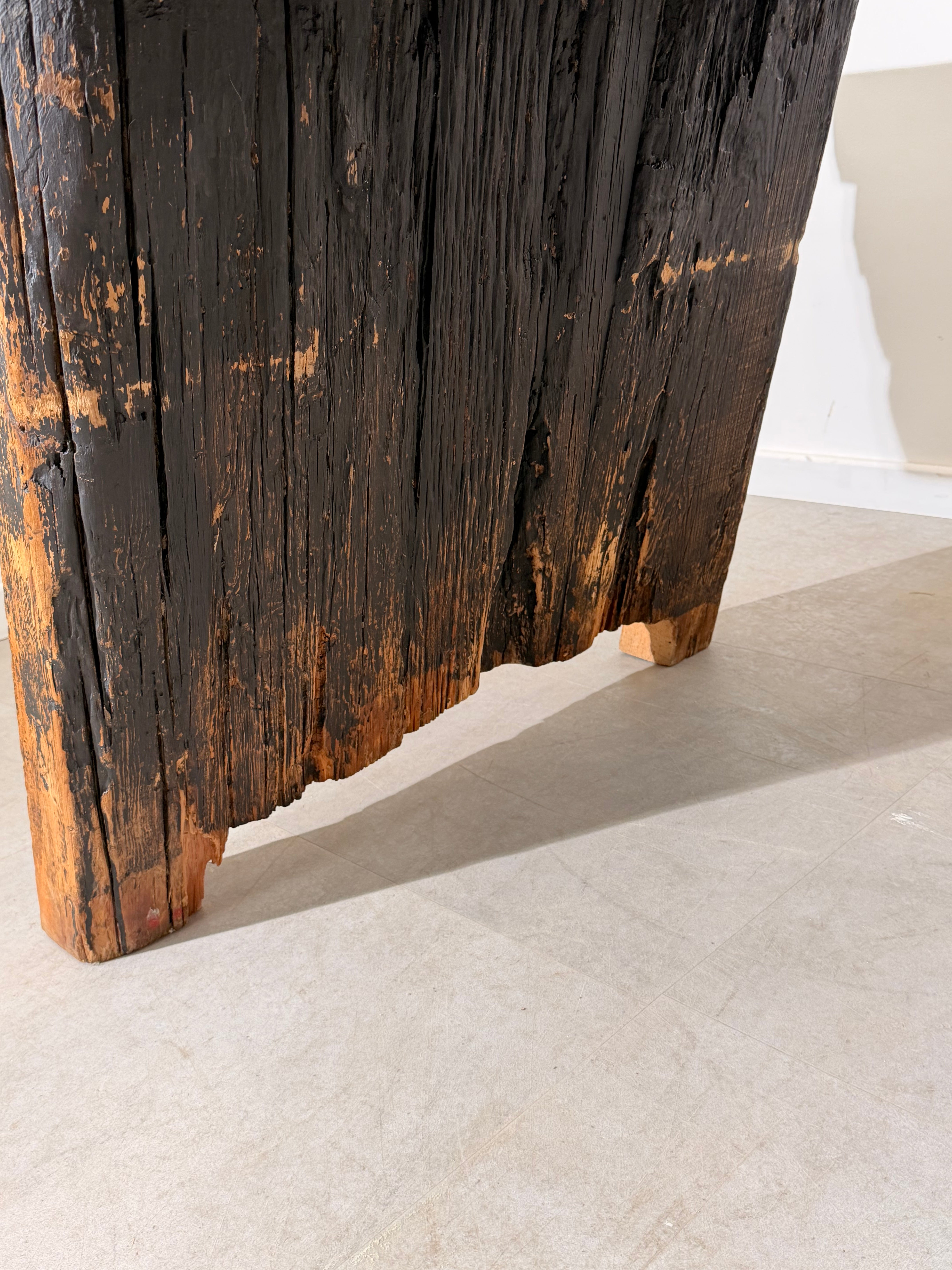 Large Rustic Brutalist Dining Table – Solid Wood – 240 cm