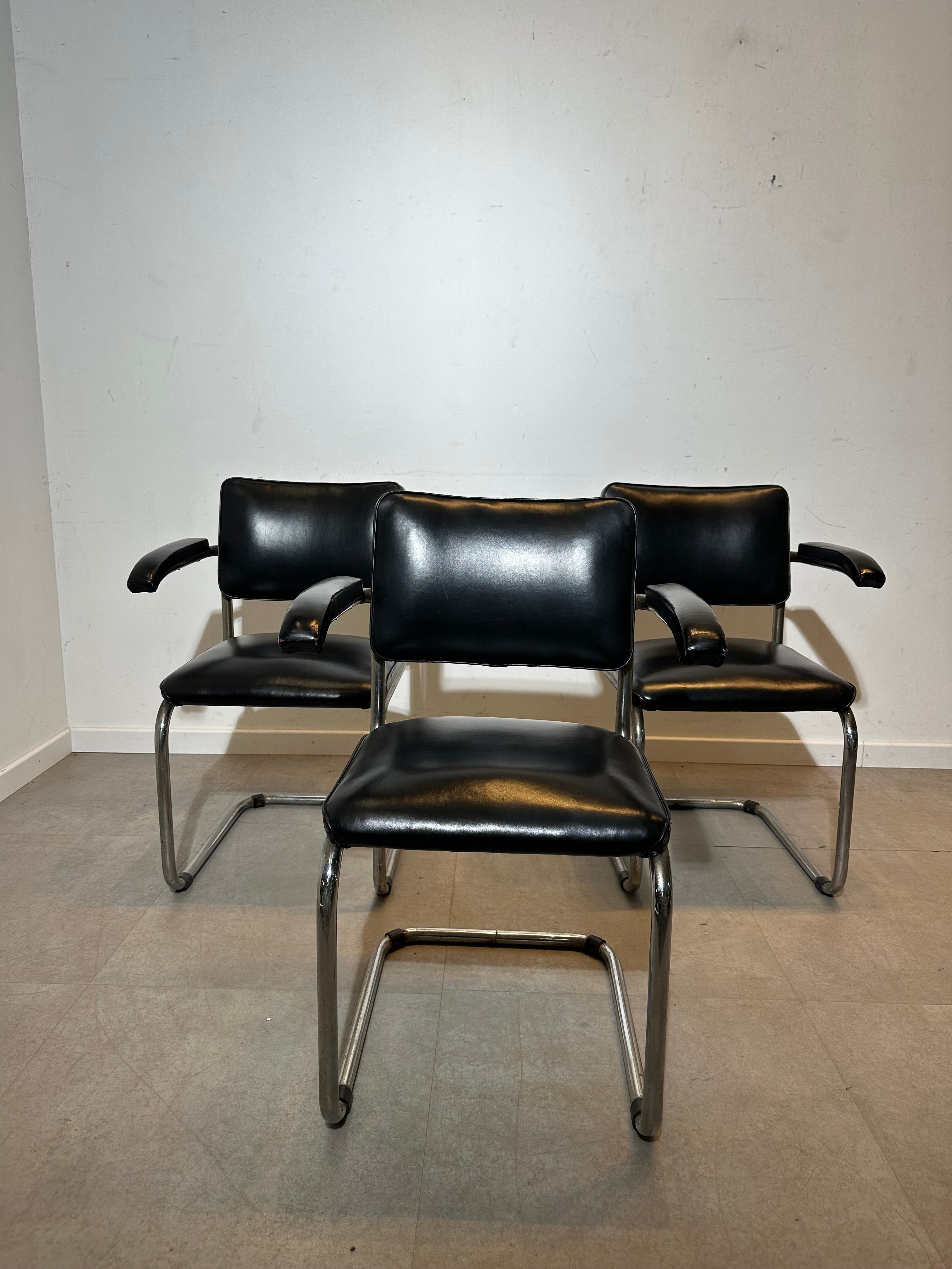 Tubax Cantilever Armchair Black Leatherette