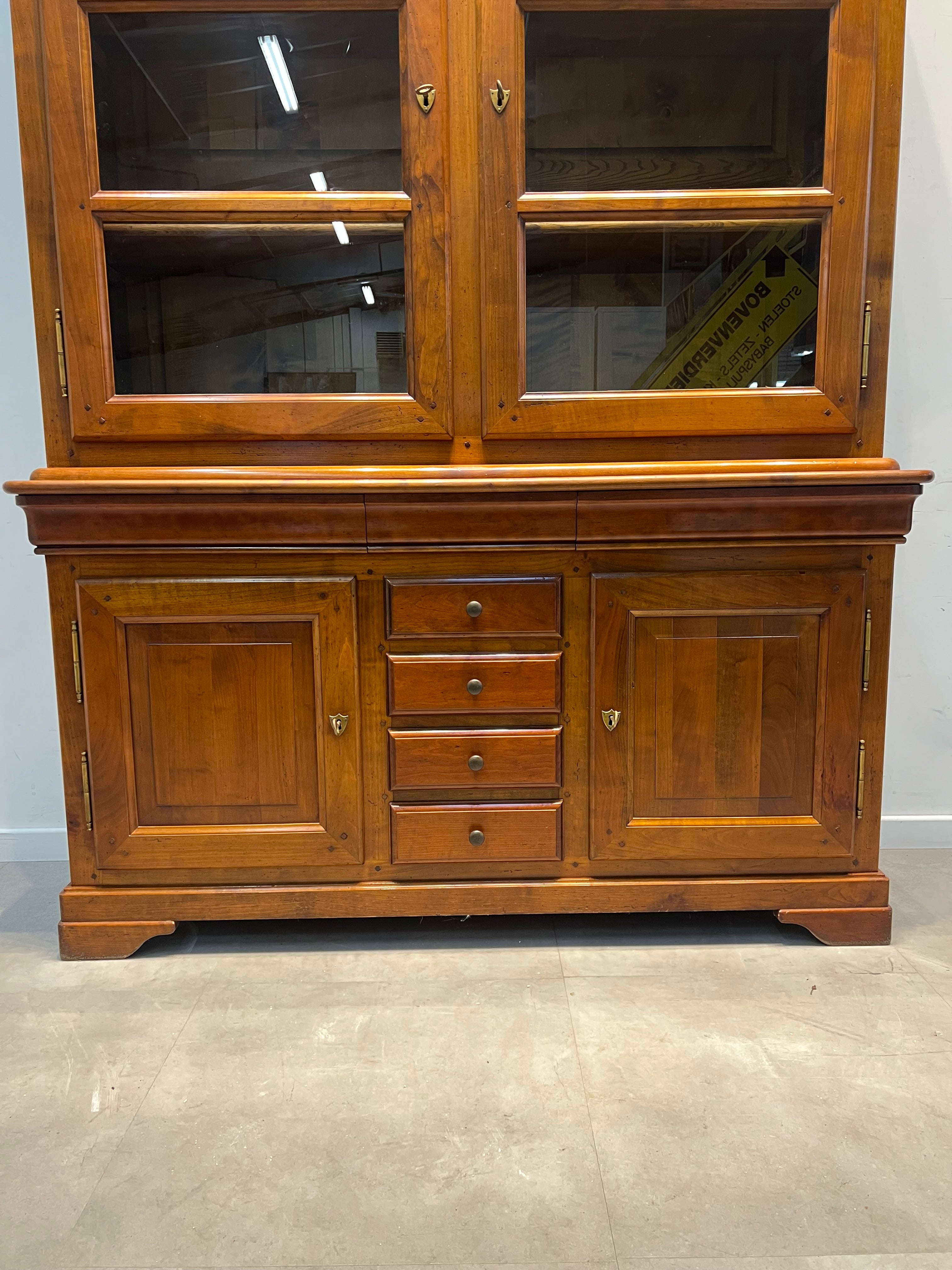 Vintage Cherrywood Two-Piece Cabinet