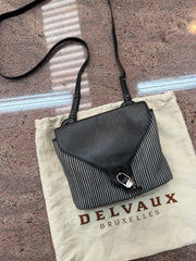 Vintage Delvaux Grillon Crossbody Bag – Toile de Cuir & Black Leather – 24 × 20 cm – With Dustbag
