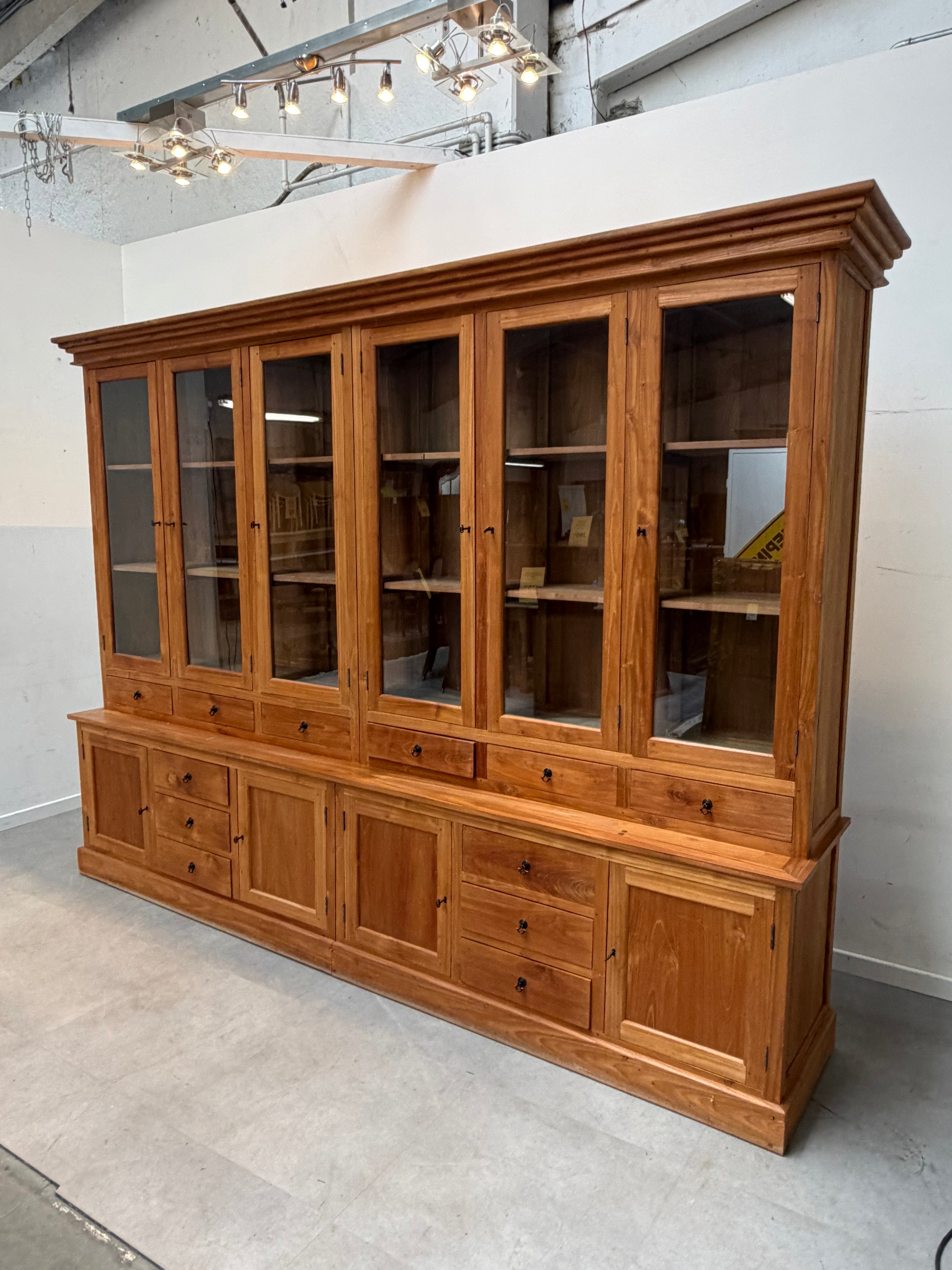 Massive Teakwood Display Cabinet XL– 305 x 230 x 56 cm
