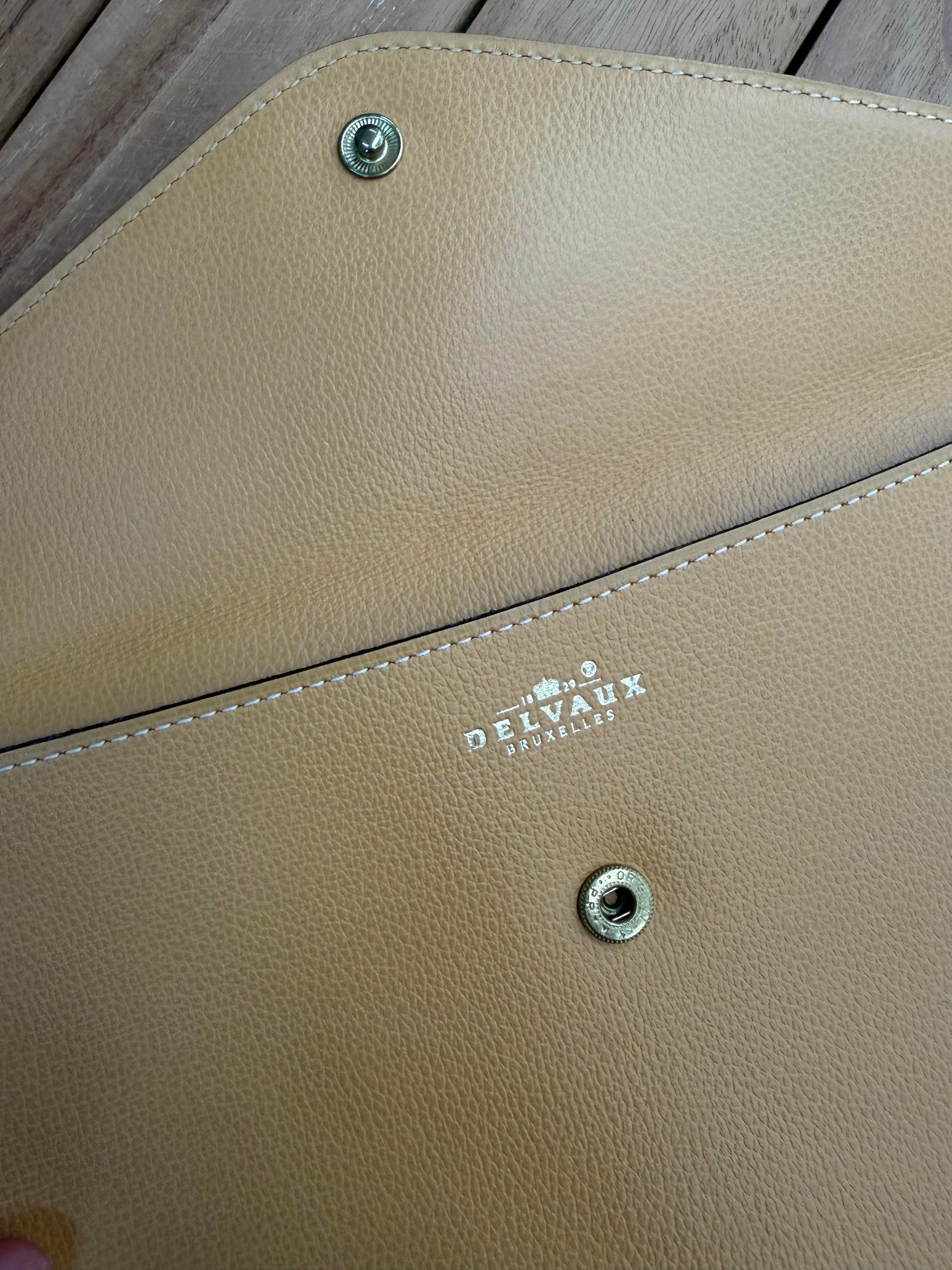Delvaux “Fusée” Clutch – Cognac Leather
