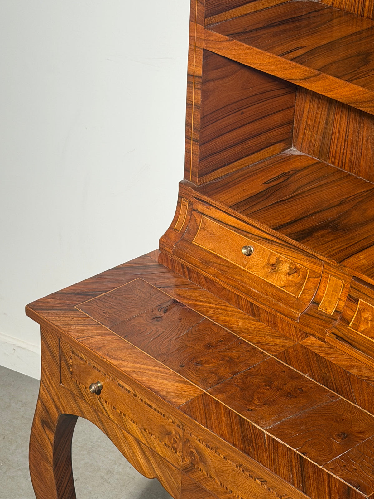 Antique English Marquetry Writing Desk / Secretary