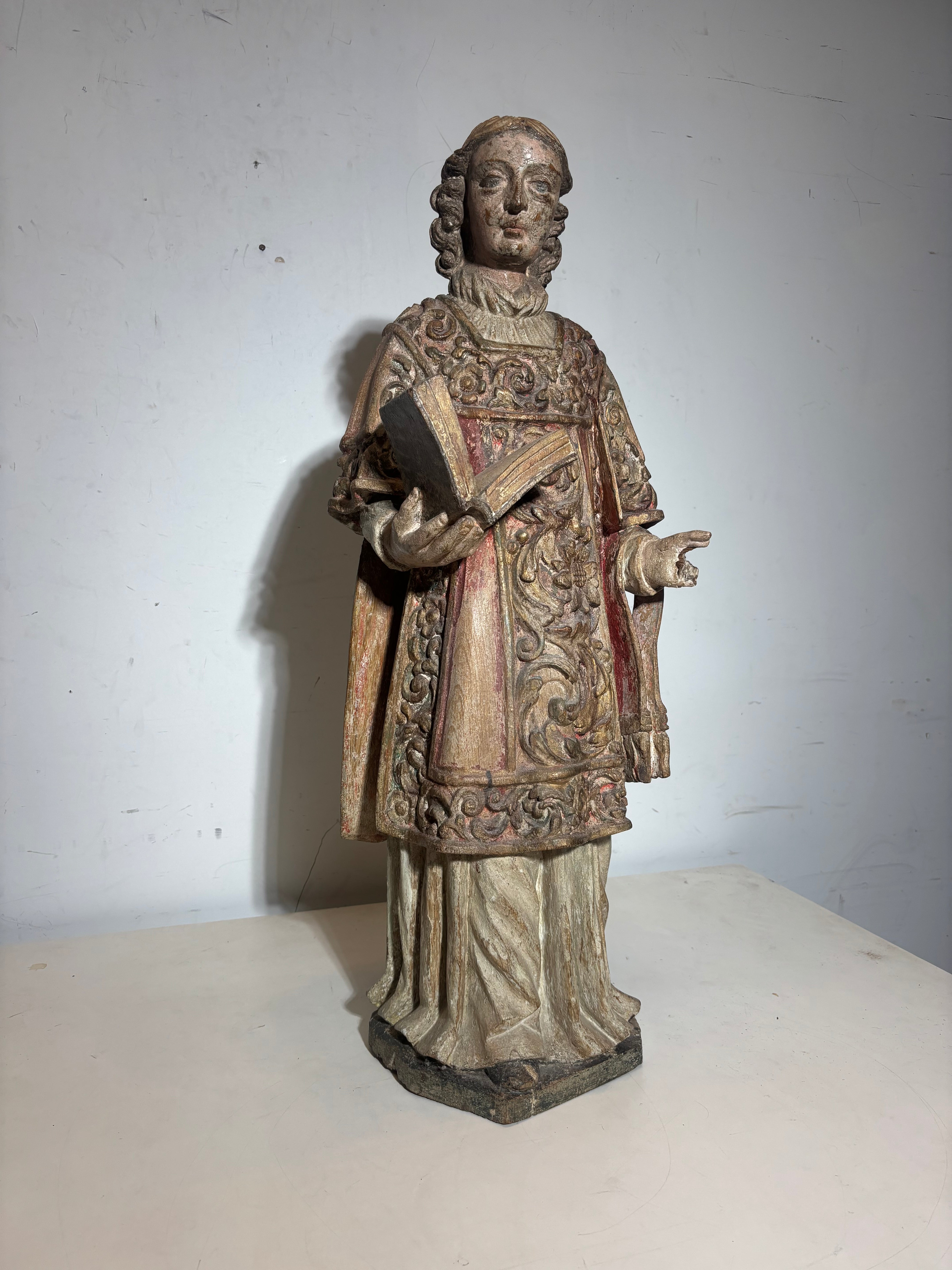 17e-eeuws polychroom standbeeld van Sint Laurentius