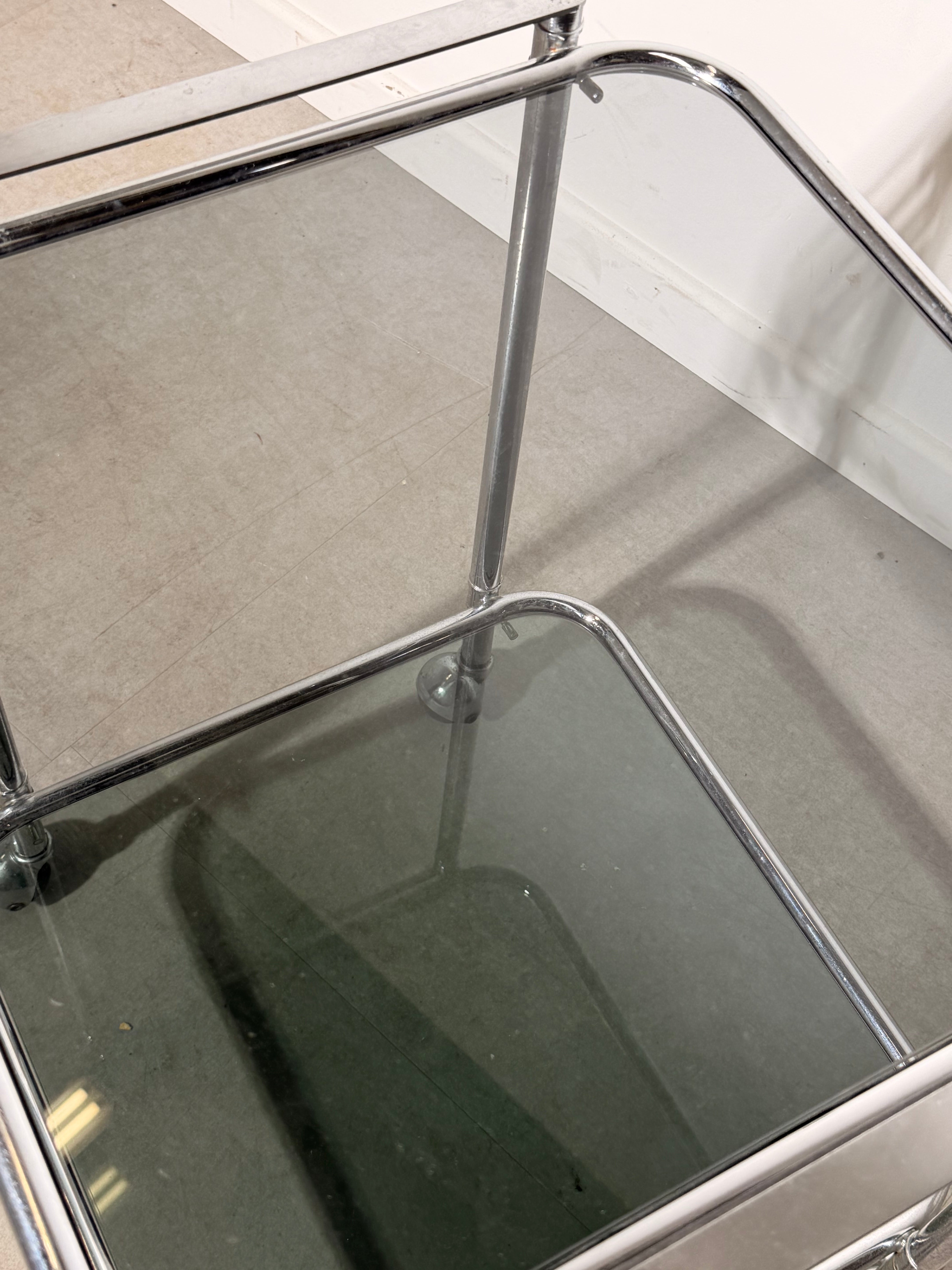 Vintage Chrome & Smoked Glass Bar Cart