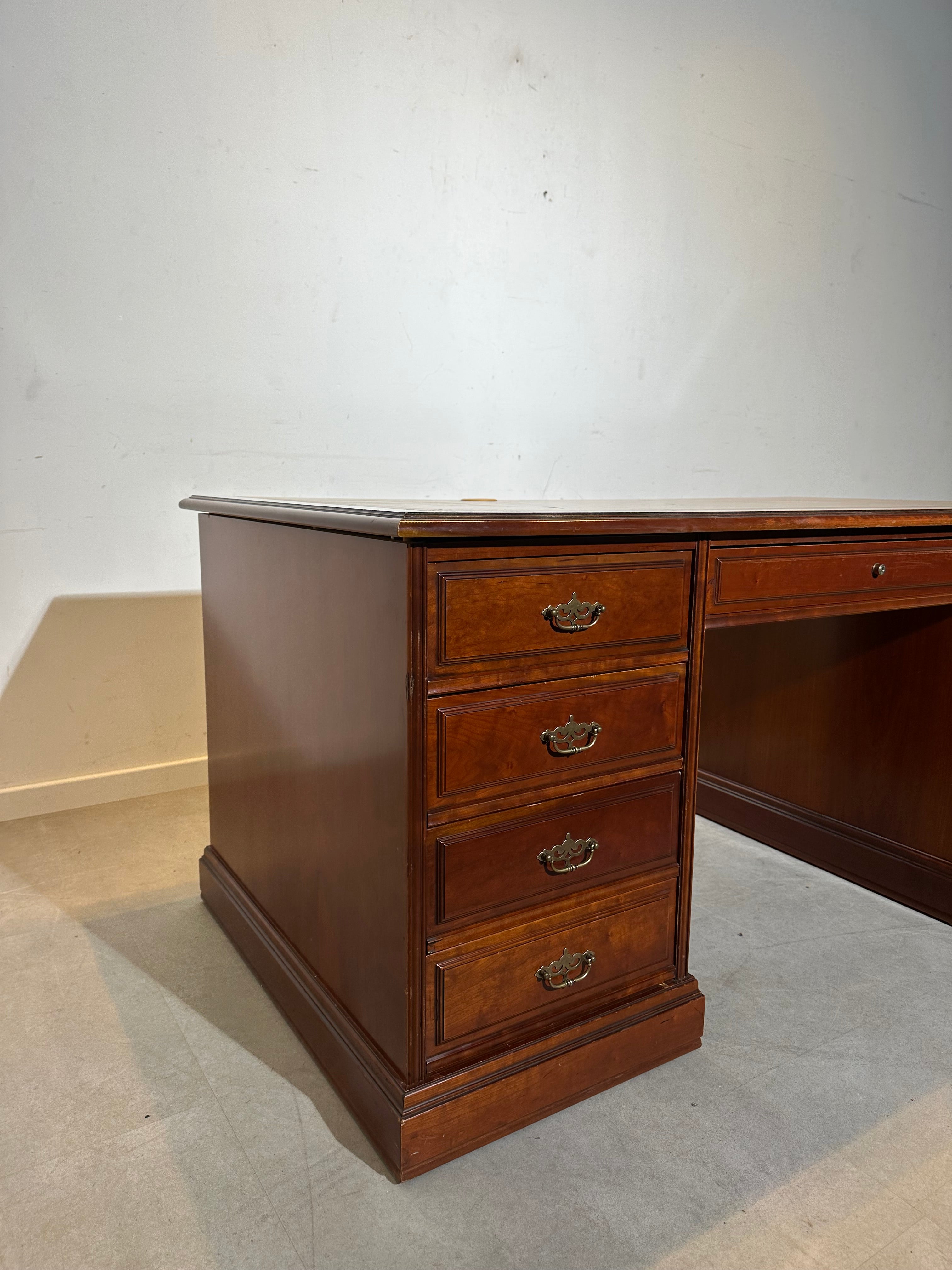 Classic Executive Desk with Leather Inlay Top
