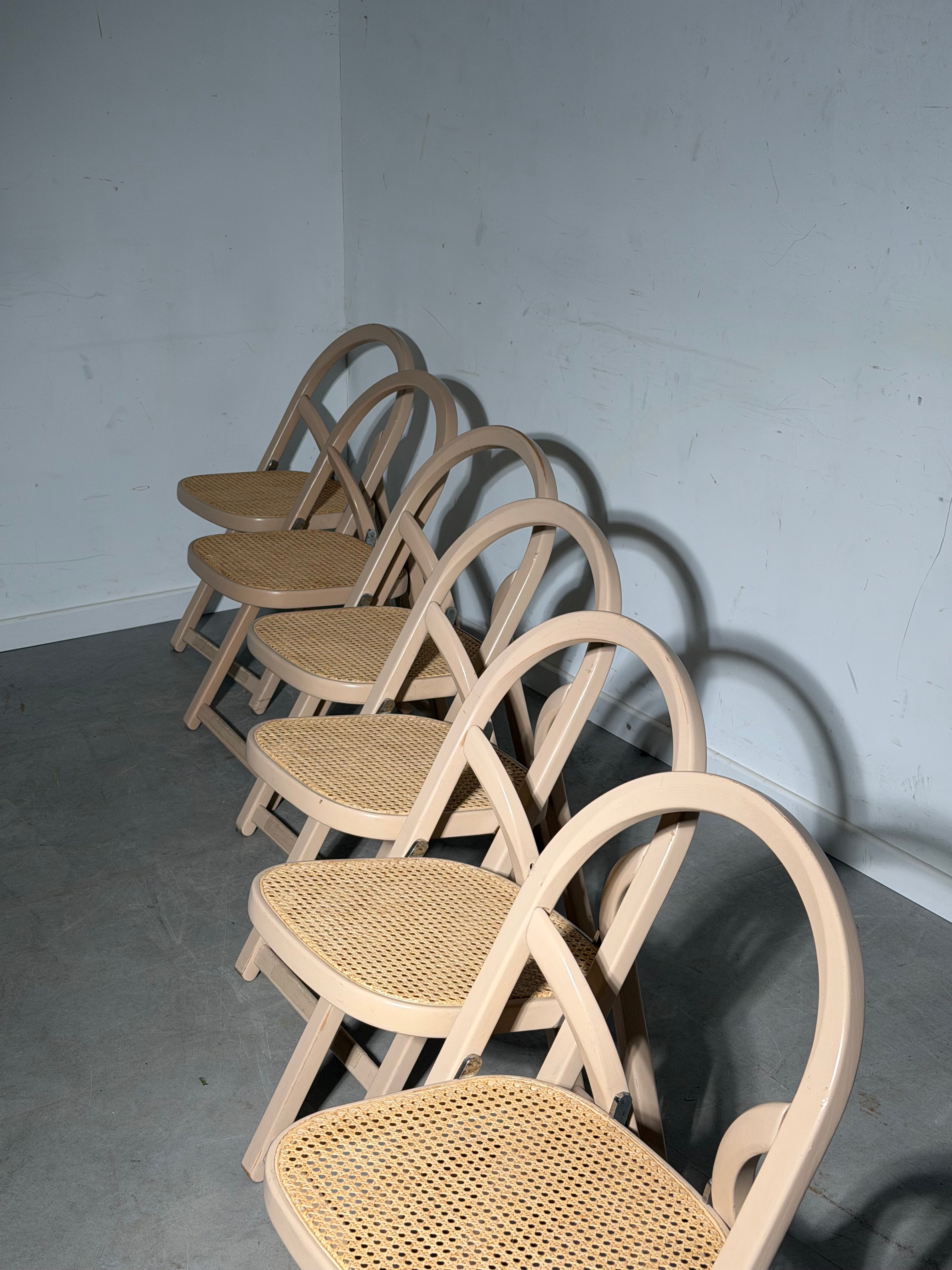 Set of six foldable “Arca” chairs by Gigi Sabadin for Crassevig