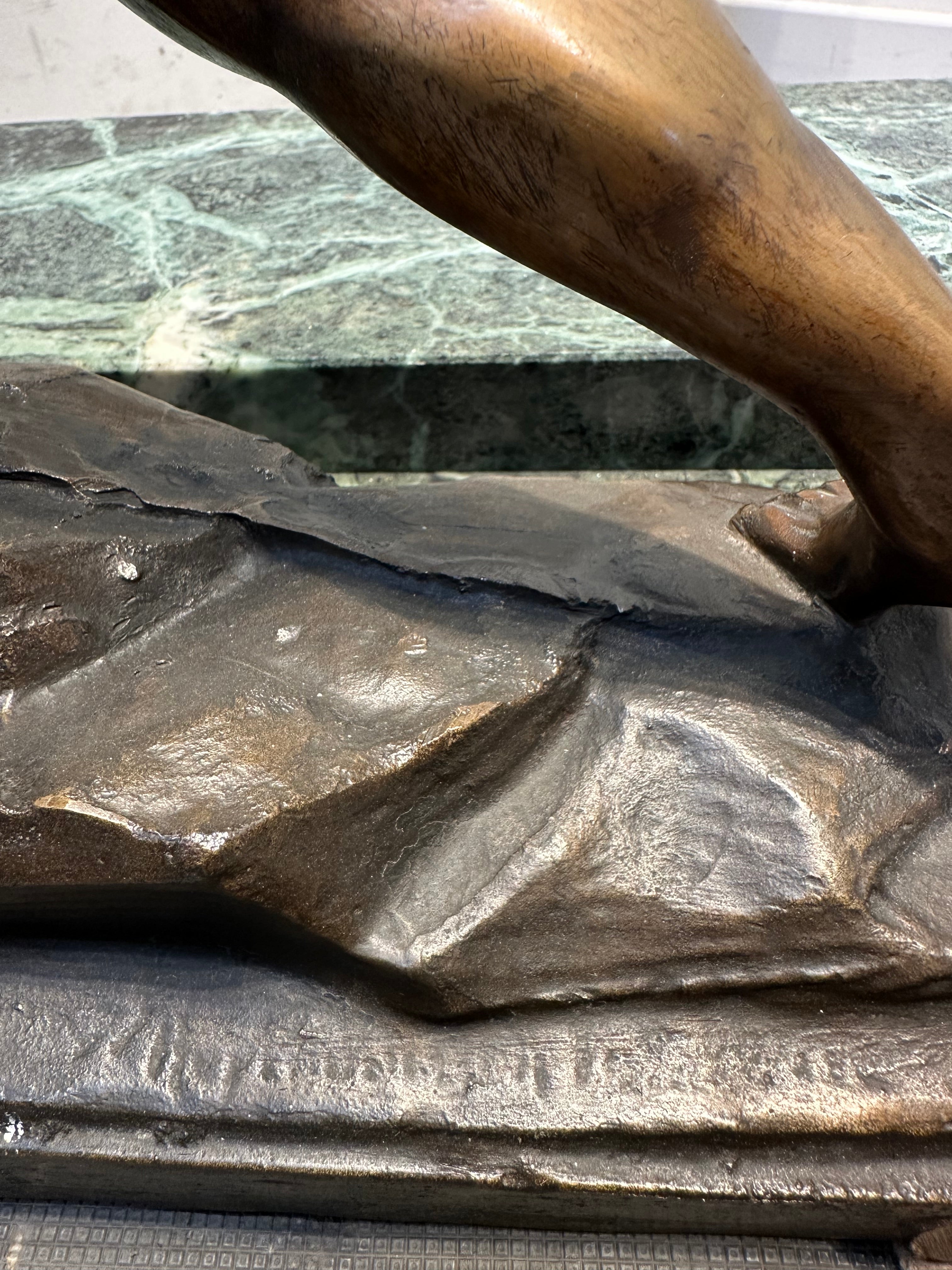 Large Bronze Sculpture – Man Fighting Lion