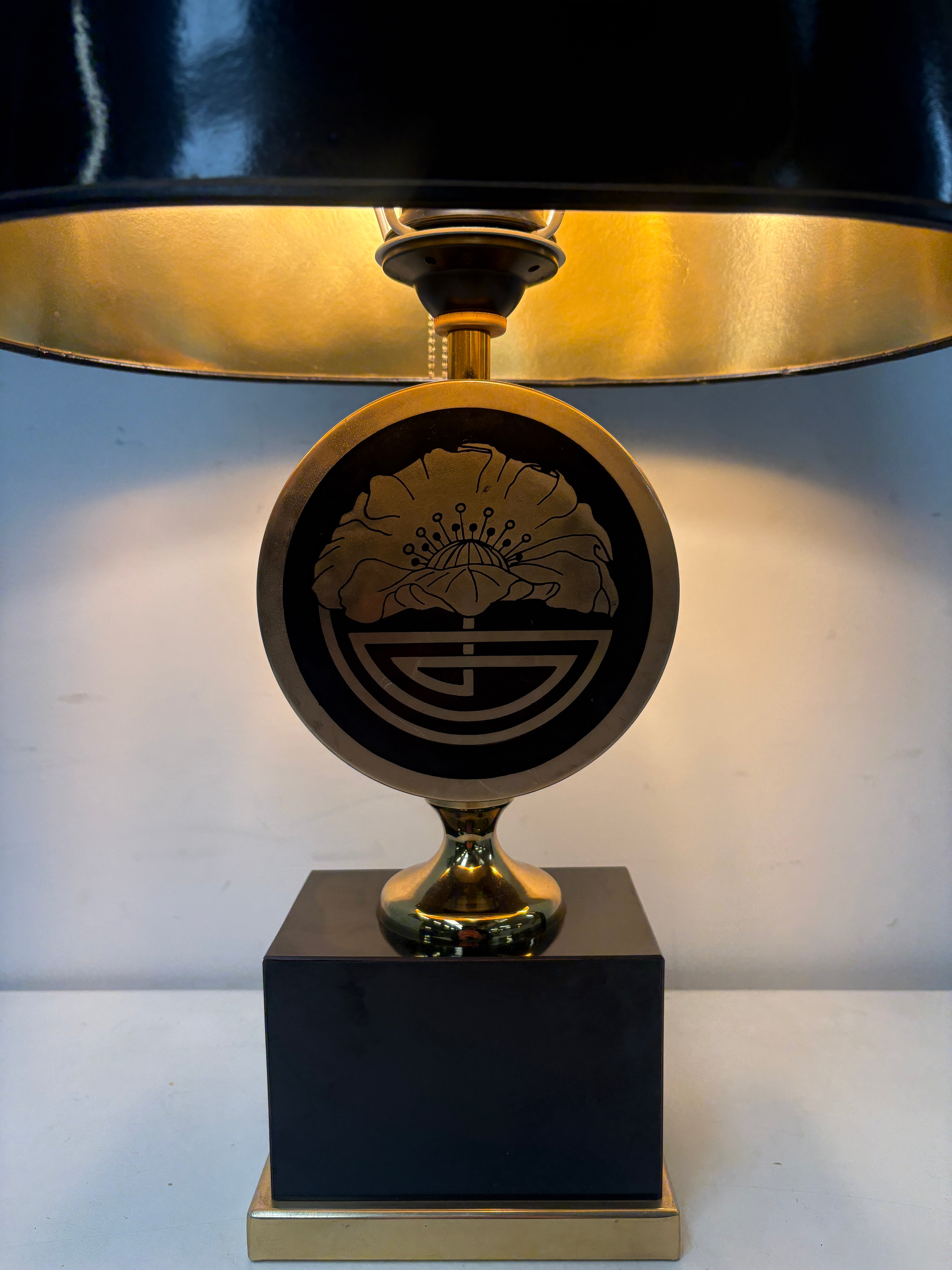 Le Dauphin Table Lamp – Maison Jansen Style – Brass & Black – 52 cm