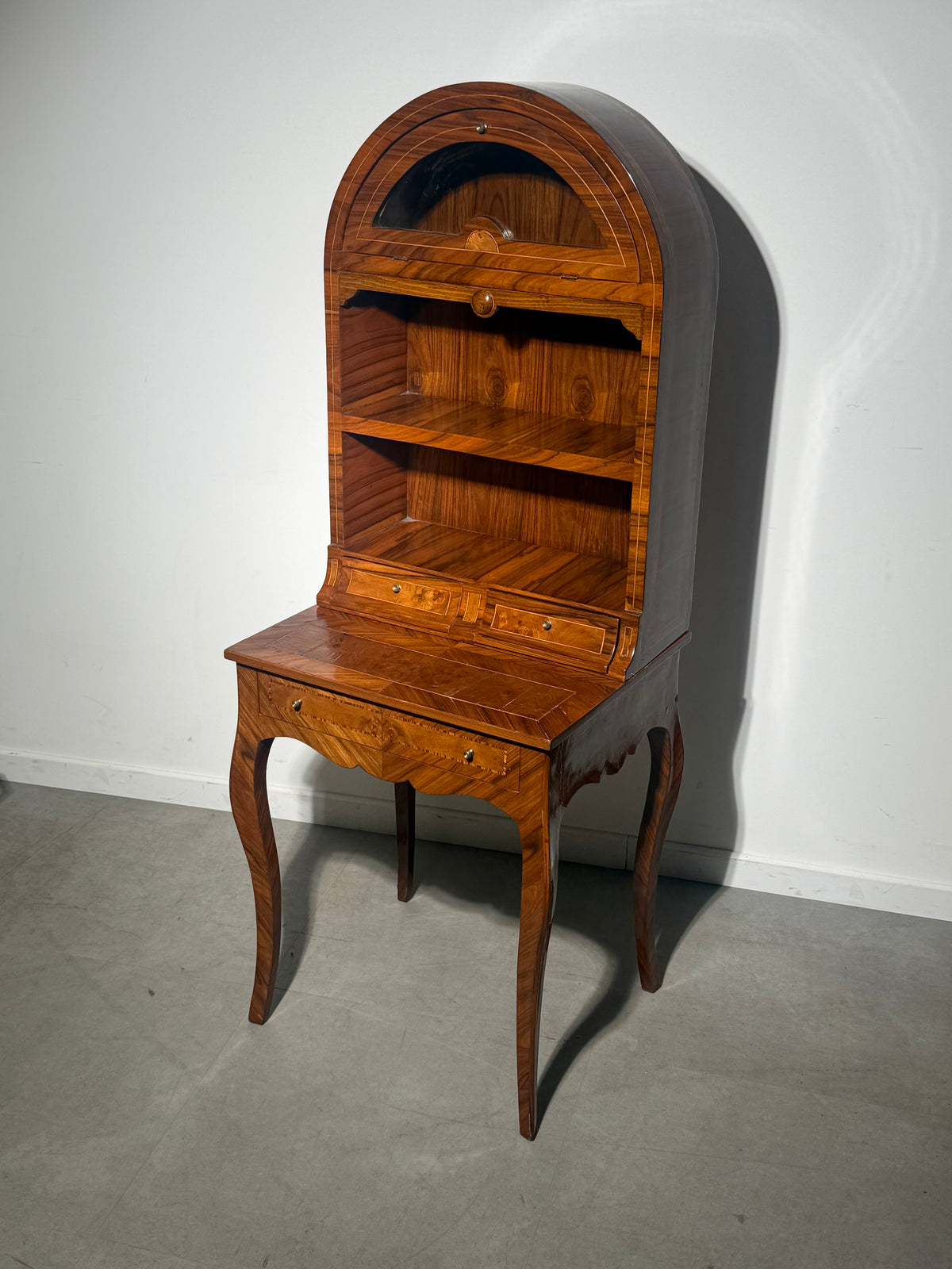 Antique English Marquetry Writing Desk / Secretary