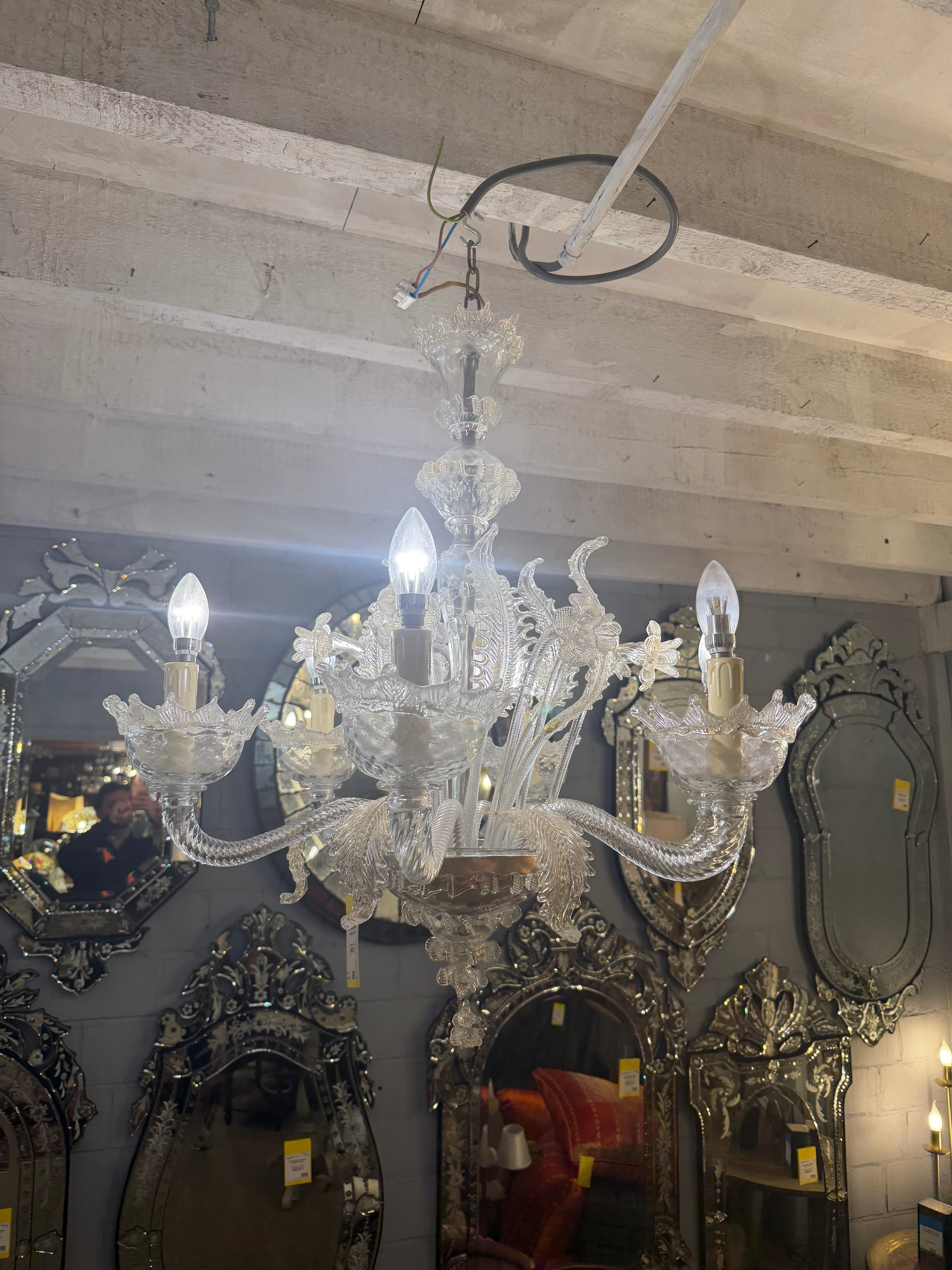 Murano Venetian Glass Chandelier – 6 Lights
