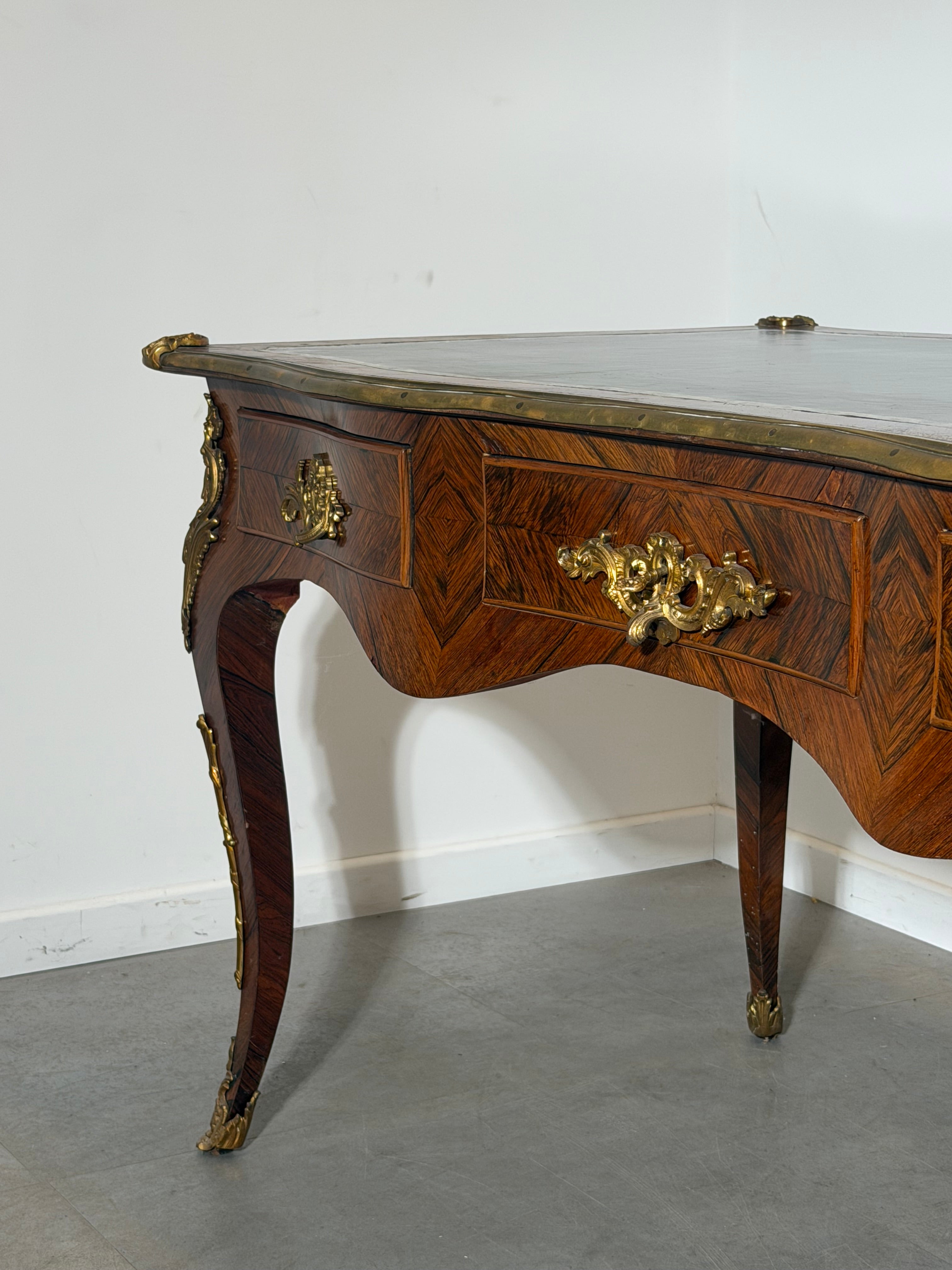 French Louis XV Style Rosewood Bureau Plat Writing Desk