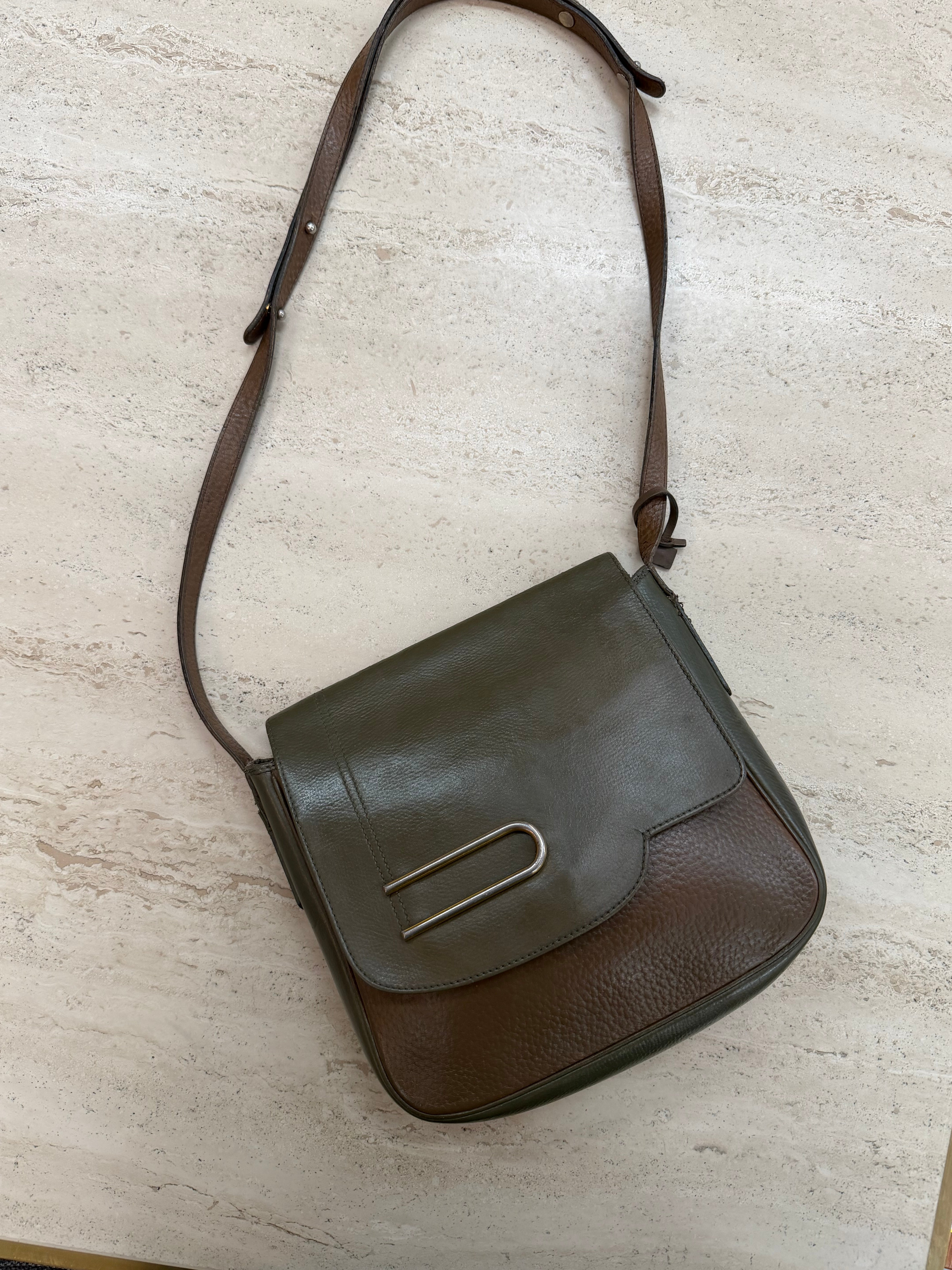 Delvaux Bicolour Leather Crossbody Bag – Green & Brown