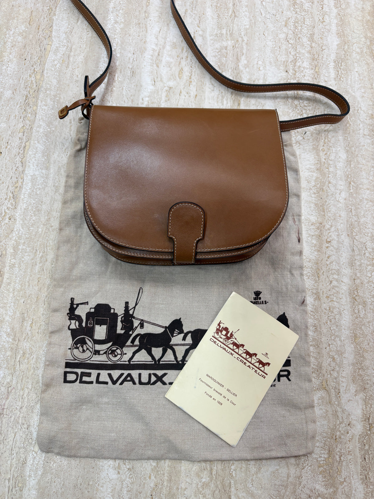 Delvaux Vintage Brown Leather Crossbody Bag