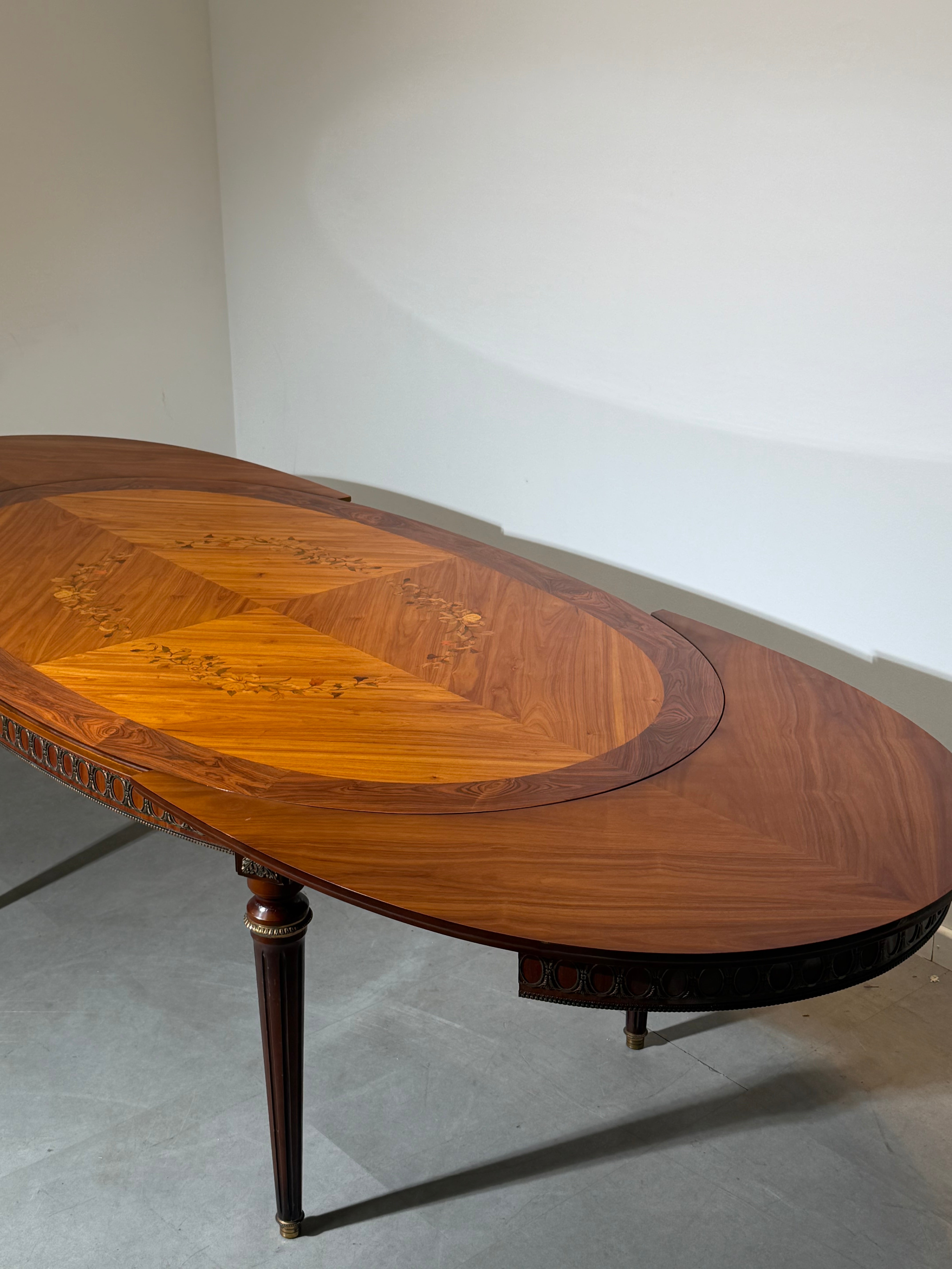 JP Ehalt Louis XVI Style Marquetry Extension Dining Table