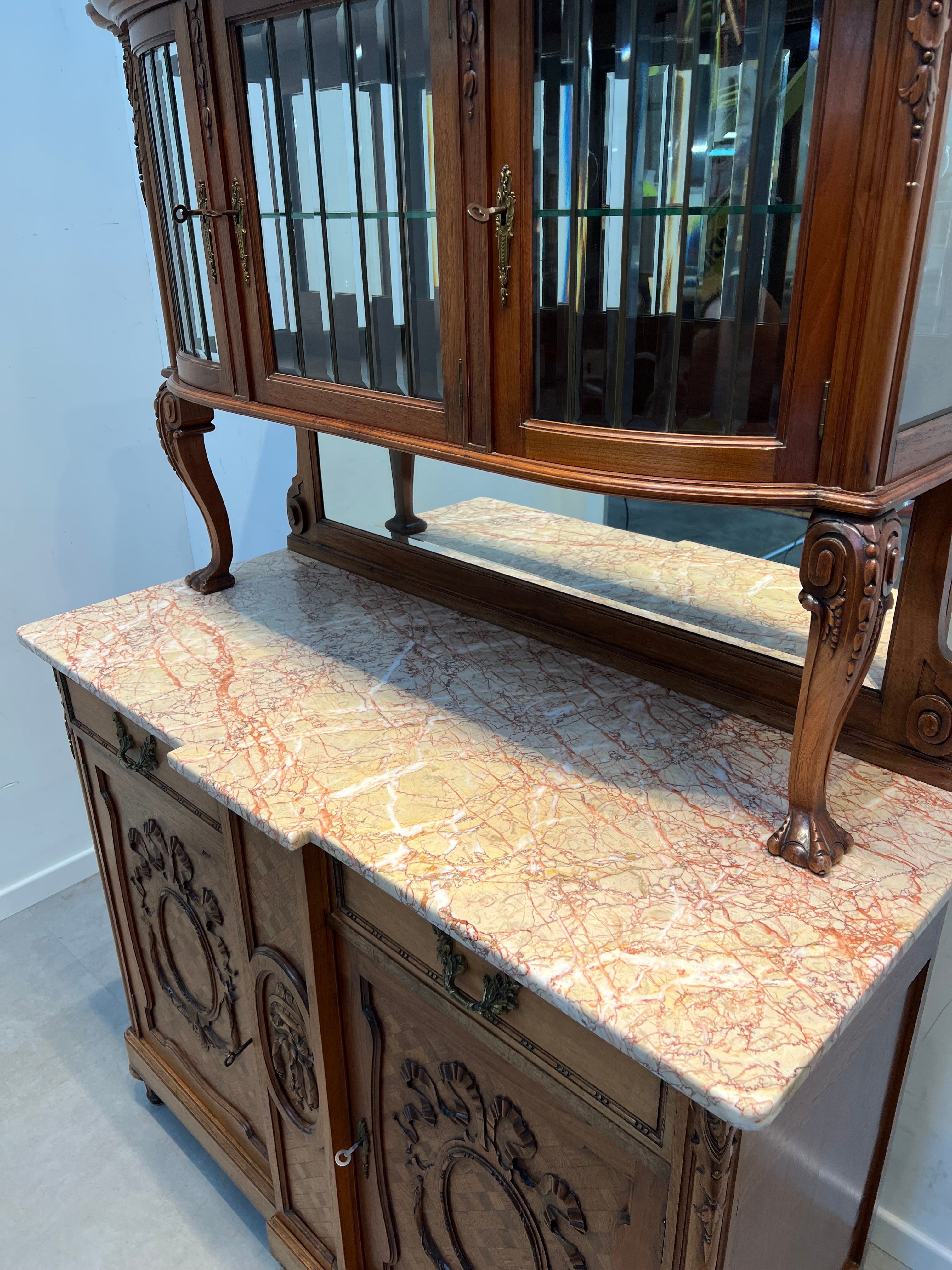 Antique Louis XV Style Buffet with Marble Top