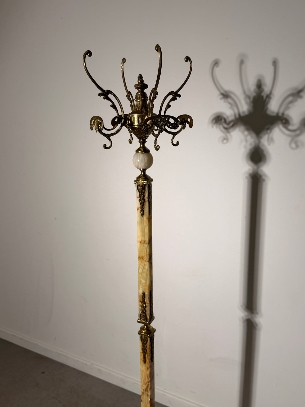 Ornate Brass & Onyx Hall Stand