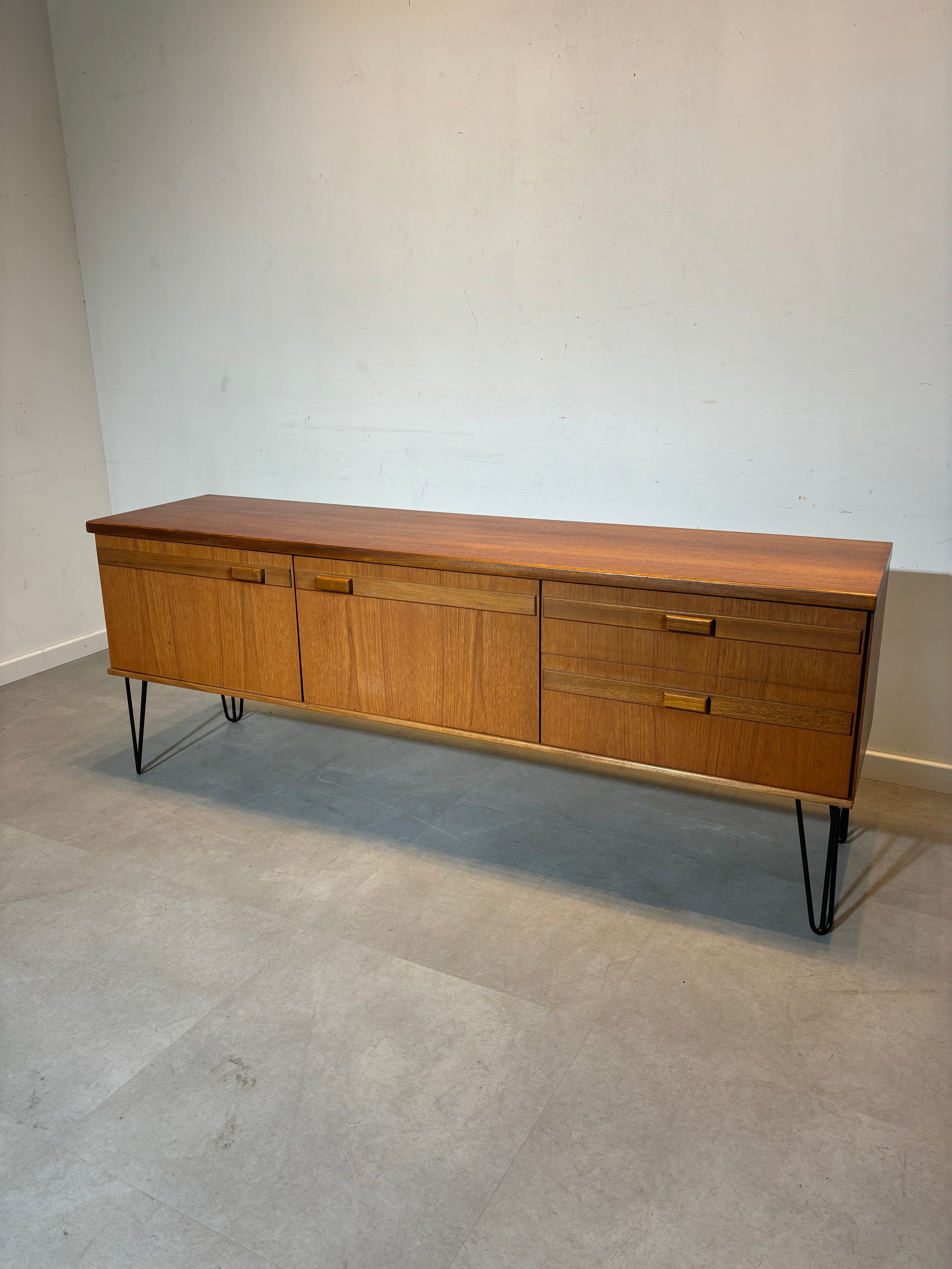 Vintage Hairpin Teak Sideboard