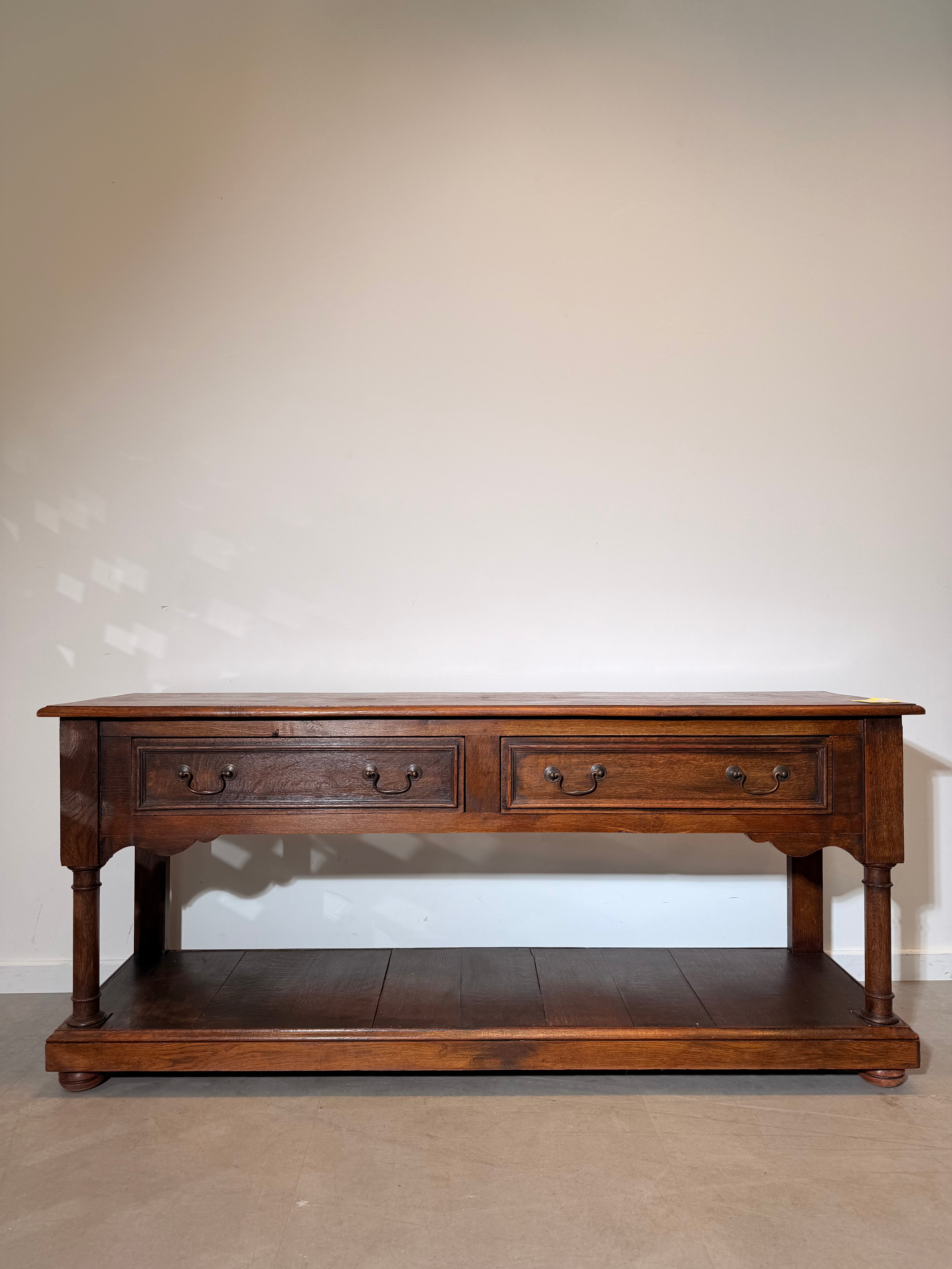 Antique Oak Console Table / Server with Drawers